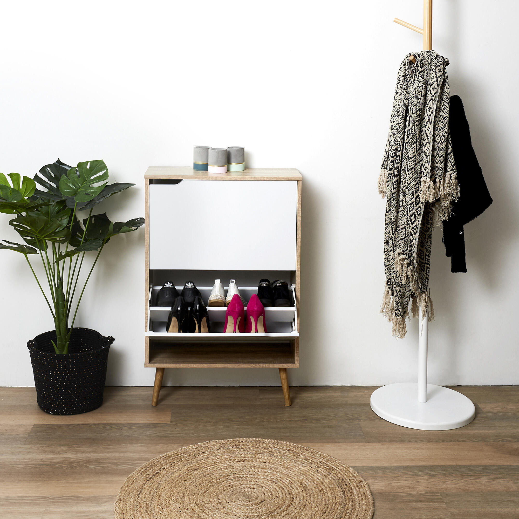 Sapateira 2 gavetas madeira branco 91,5x60x23,5 cm - 7