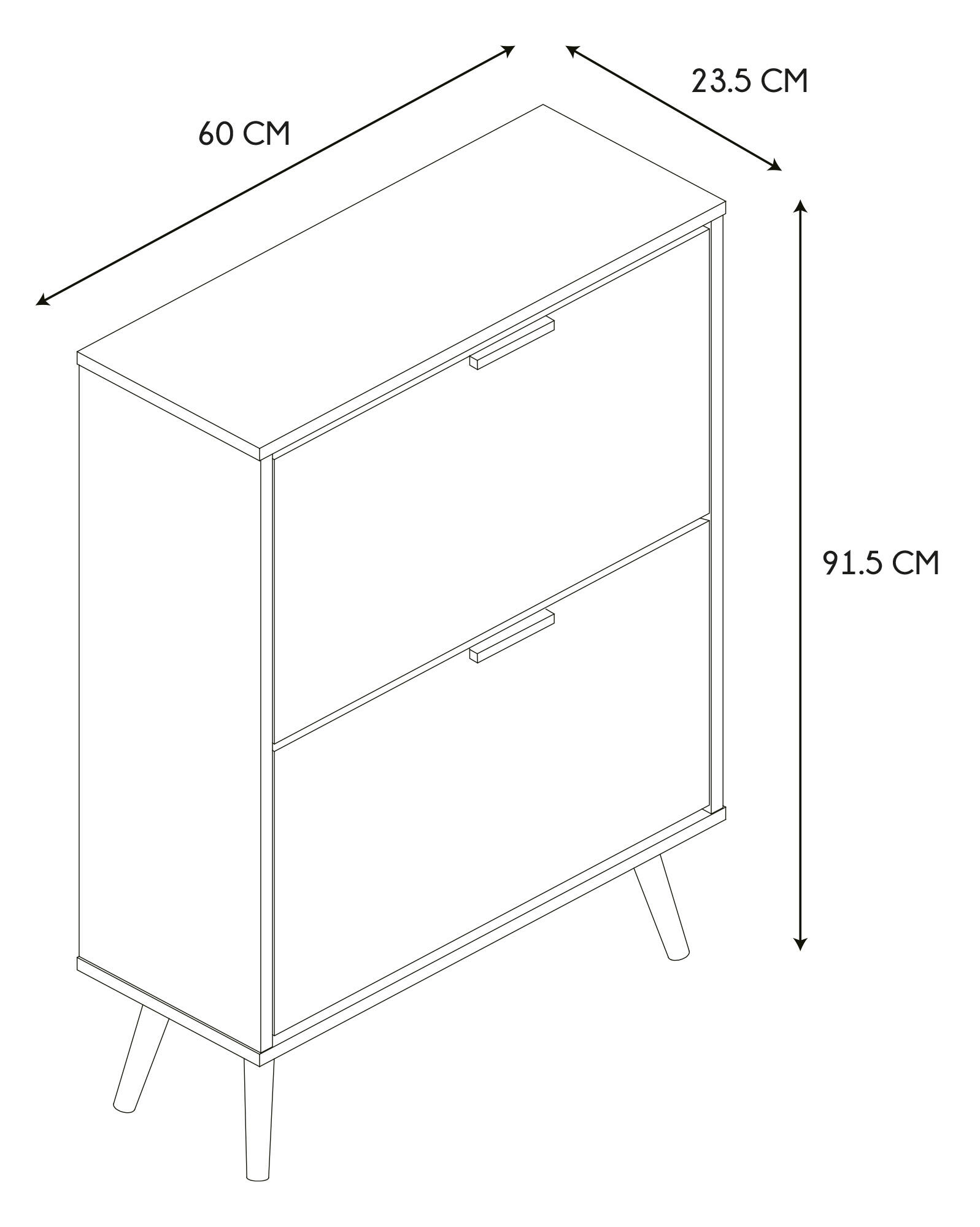 Sapateira 2 gavetas madeira branco 91,5x60x23,5 cm - 6