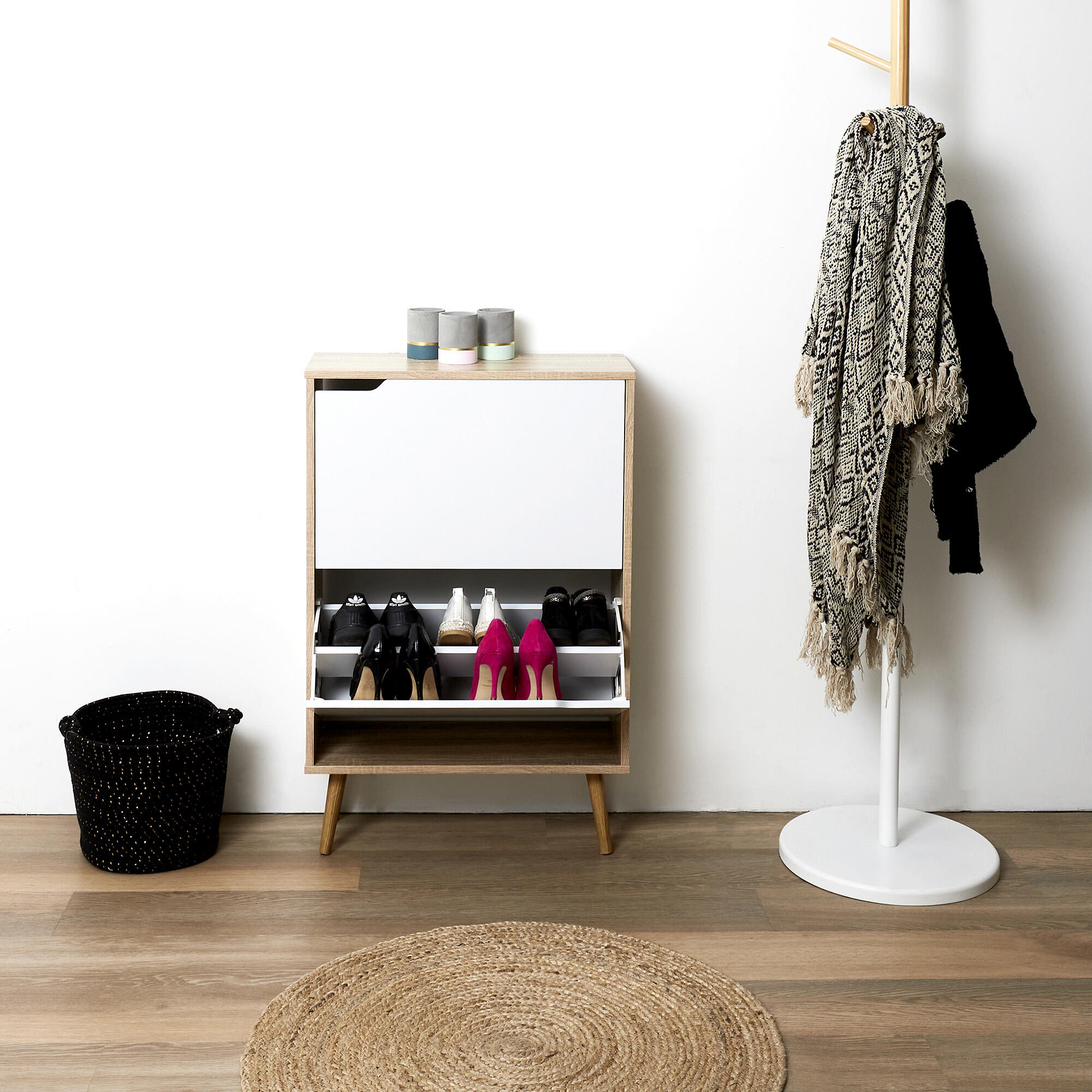 Sapateira 2 gavetas madeira branco 91,5x60x23,5 cm - 9