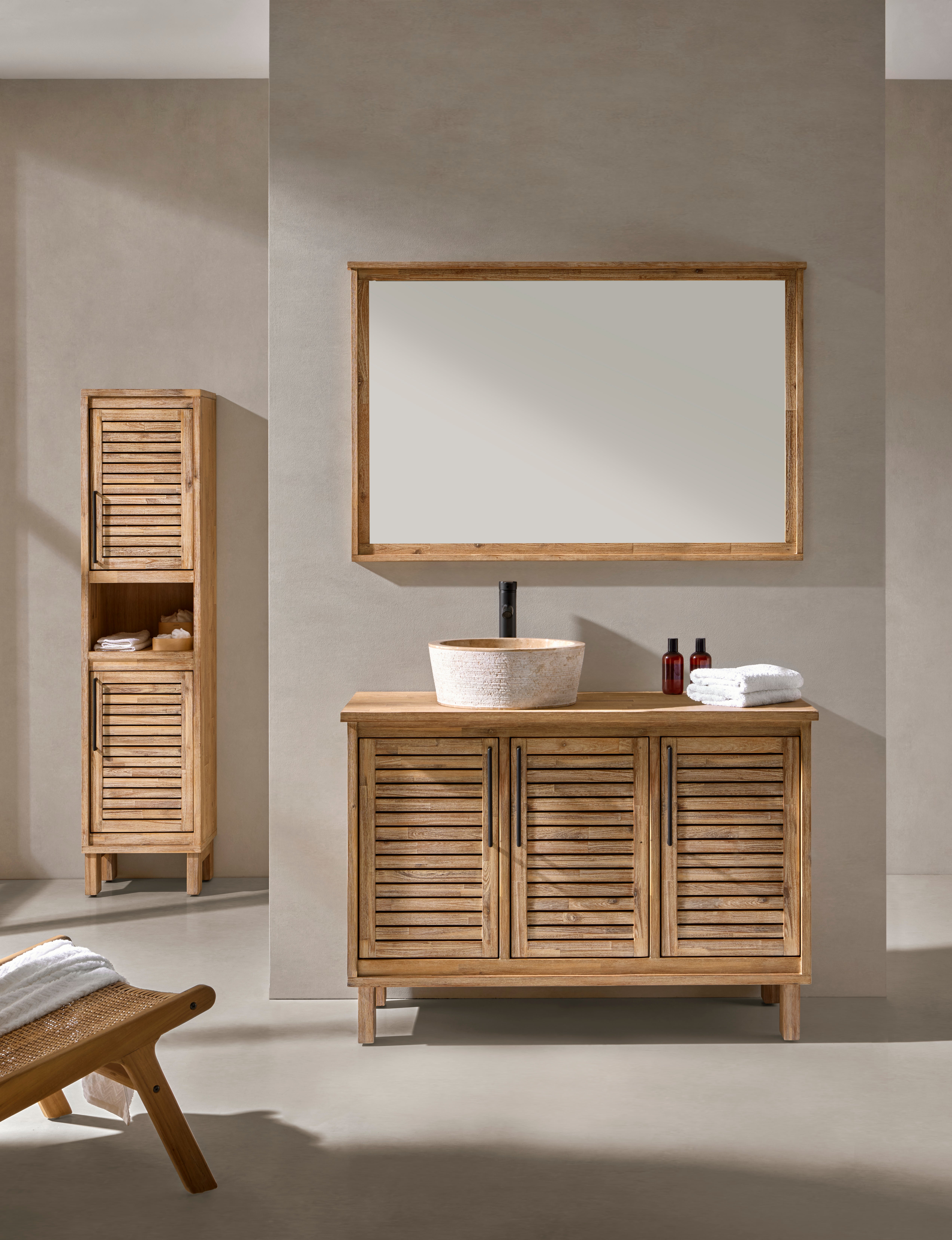 Mueble de baño con lavabo mérida acacia maciza 120x50 cm