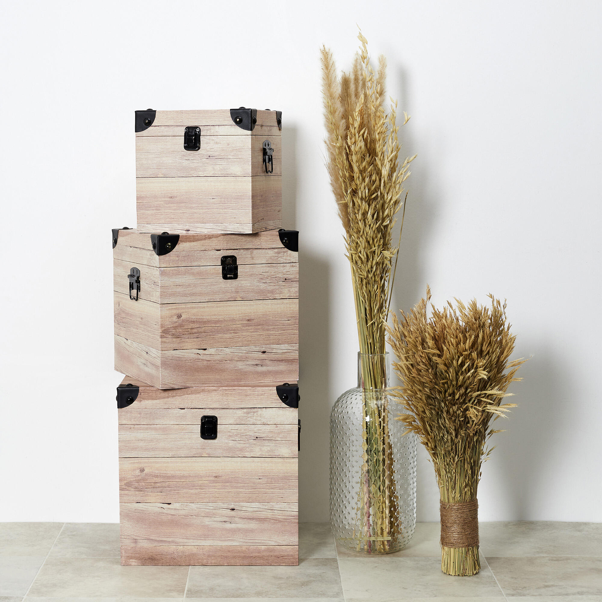 Set 3 Scatole Di Legno Stampate - Organizzazione Per Casa Con Design Decorativo - Foto 7