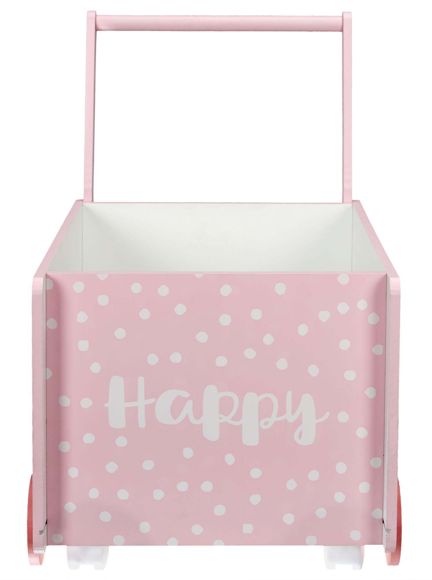 Organizador infantil con forma de carrito de madera color rosa de 47x47,5x35cm