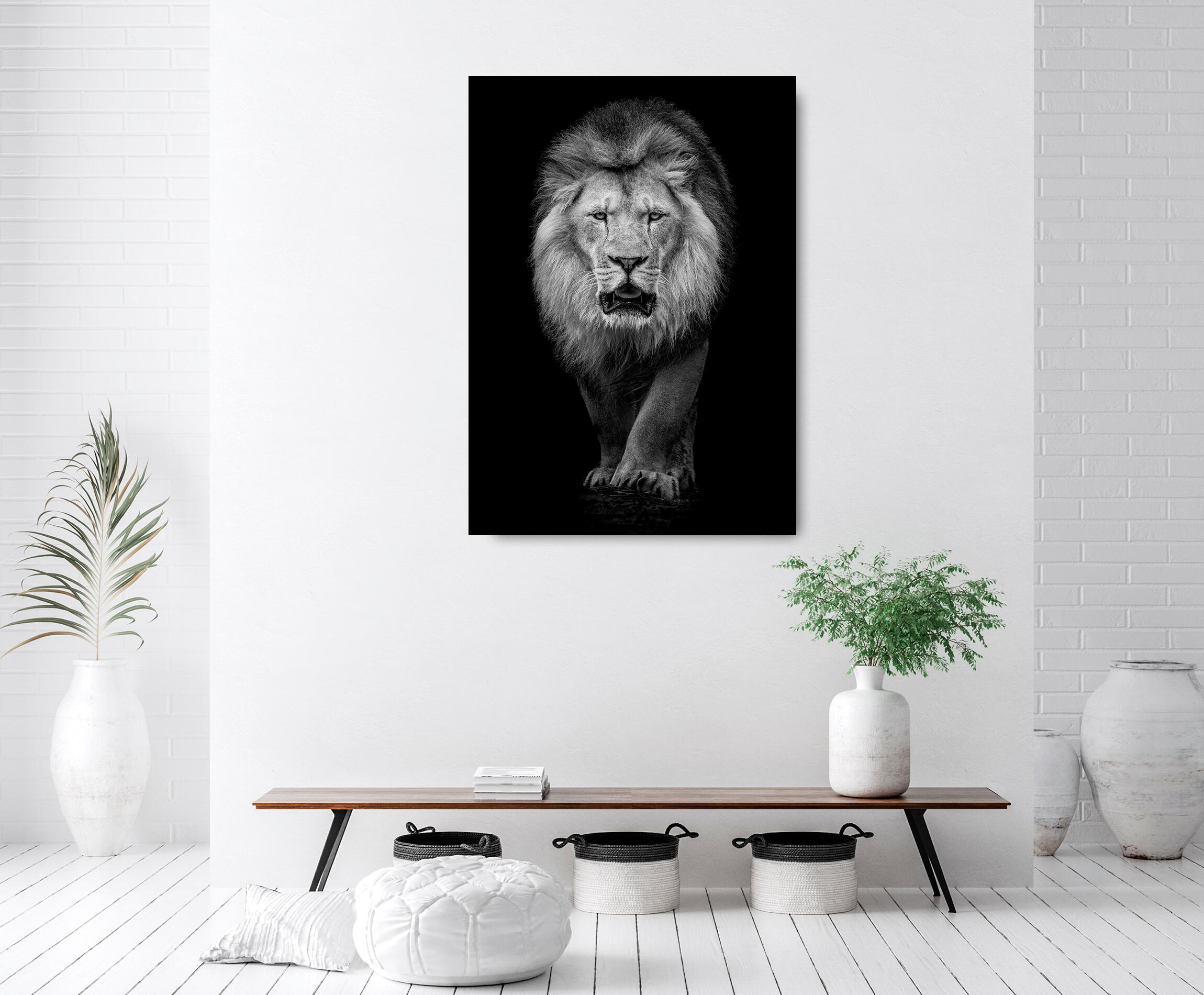Pintura impresa brillo león f/negro 100x140