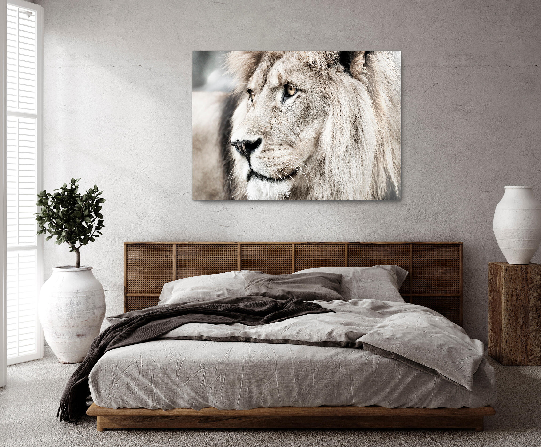 Pintura impresa brillo león siberiano 100x140cm