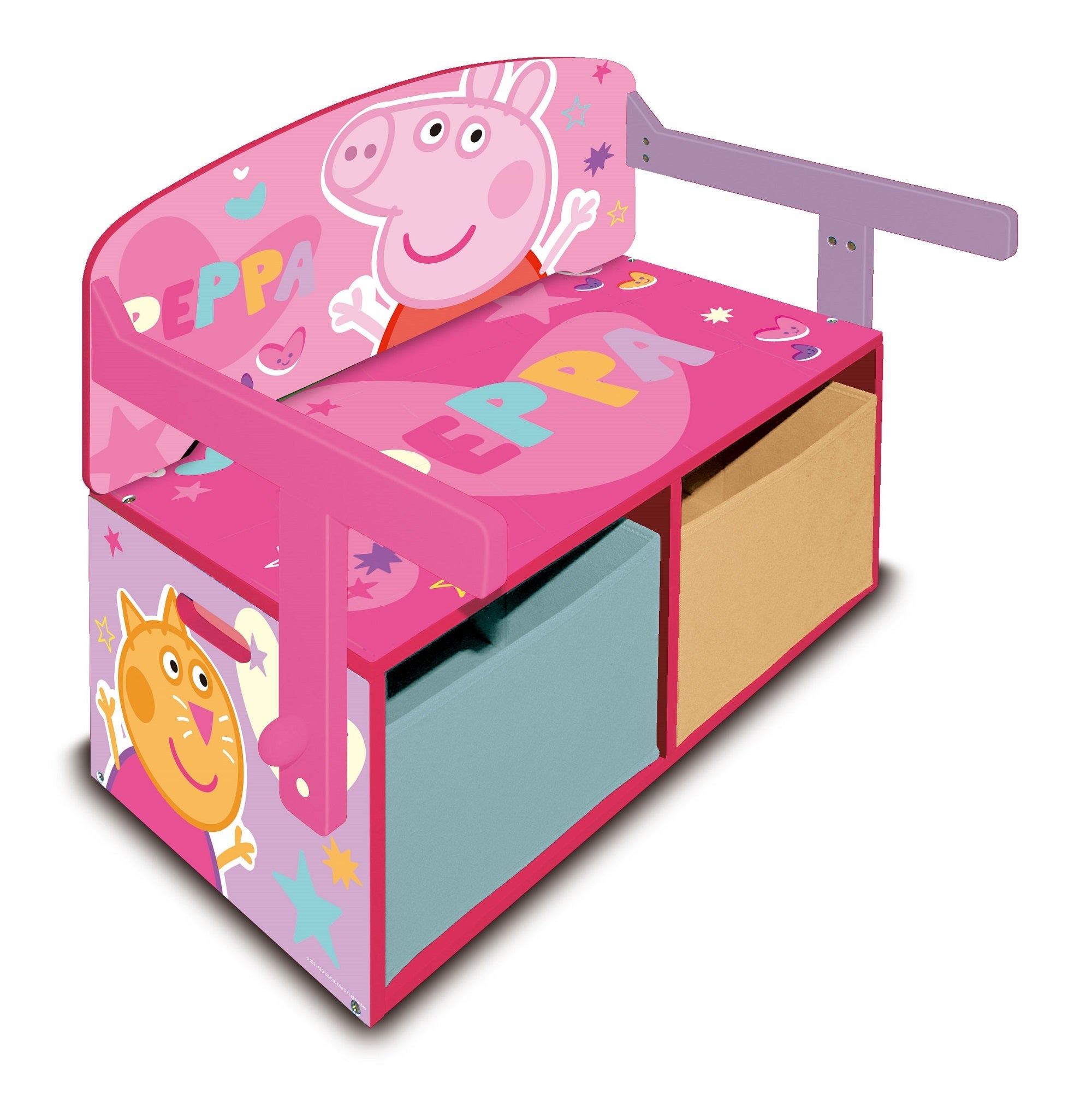 Banco juguetero convertible en escritorio de peppa pig de 60x70x44cm
