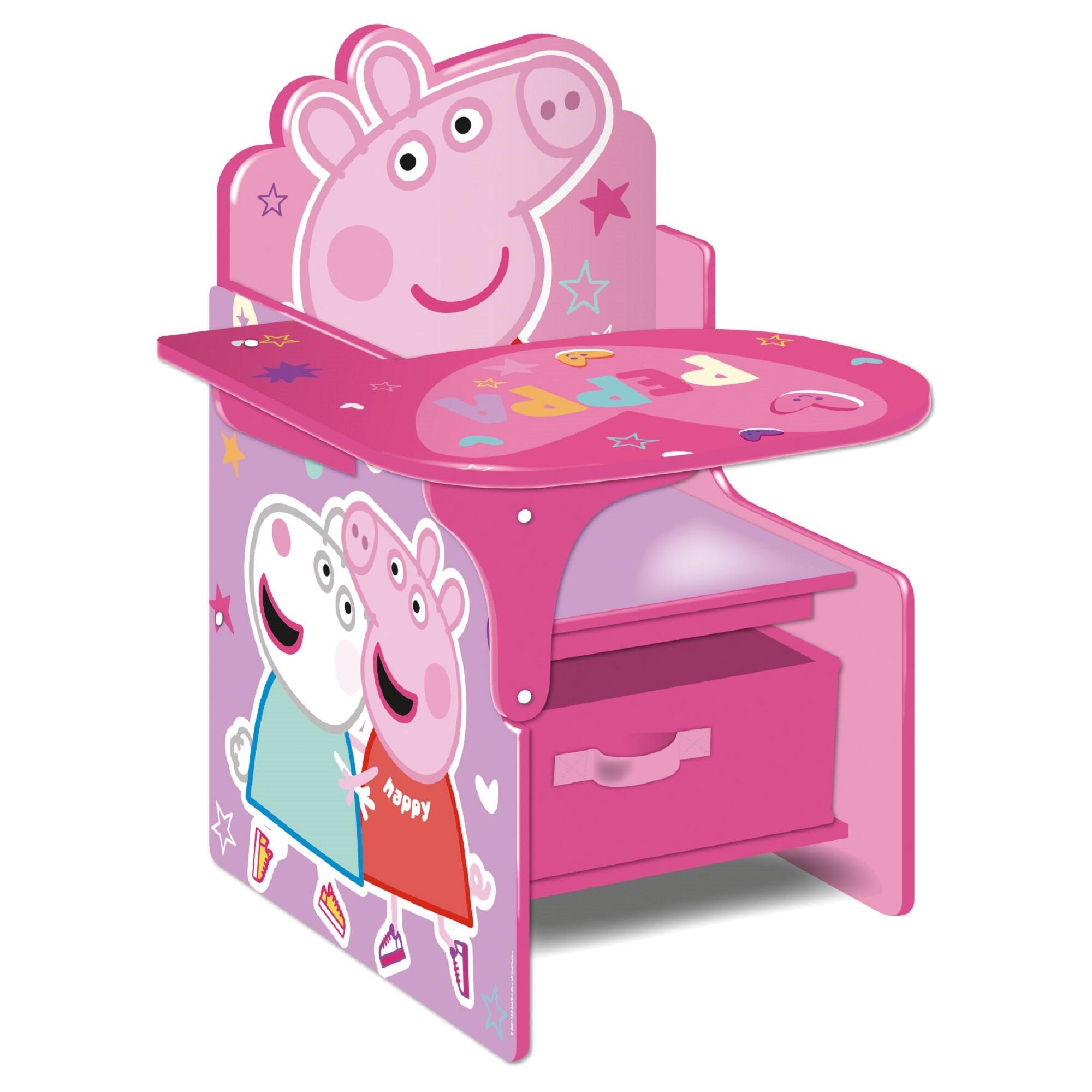 Silla pupitre de peppa pig de madera color rosa de 52x60x50cm