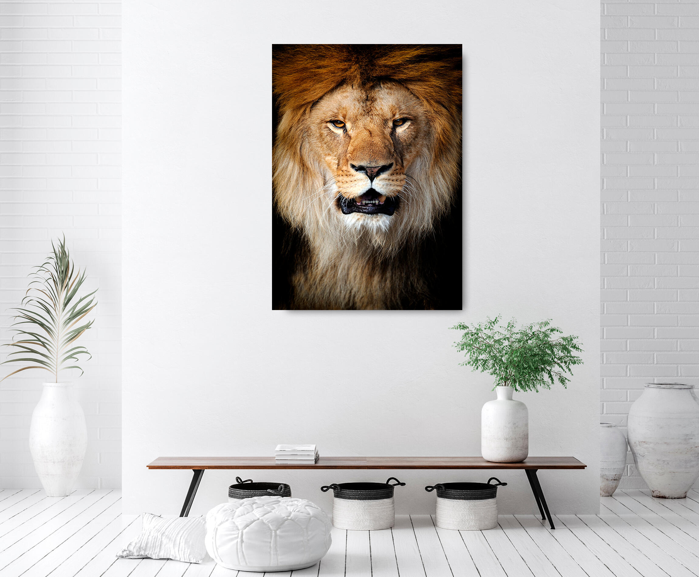 Pintura impresa brillo mirada león 100x140cm