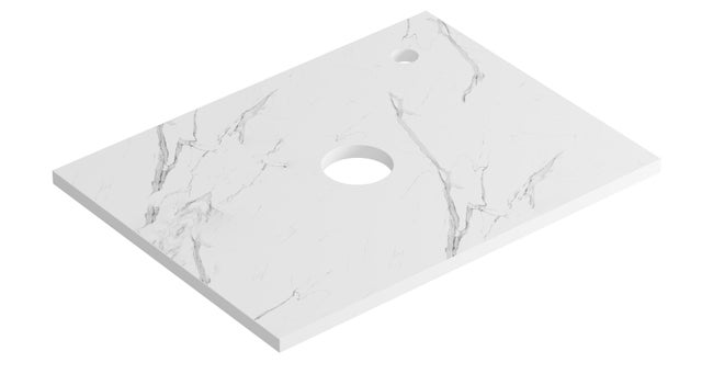 Plan de toilette pierre blanc Ep.2 x l.61 x P.48.5 cm Topstone