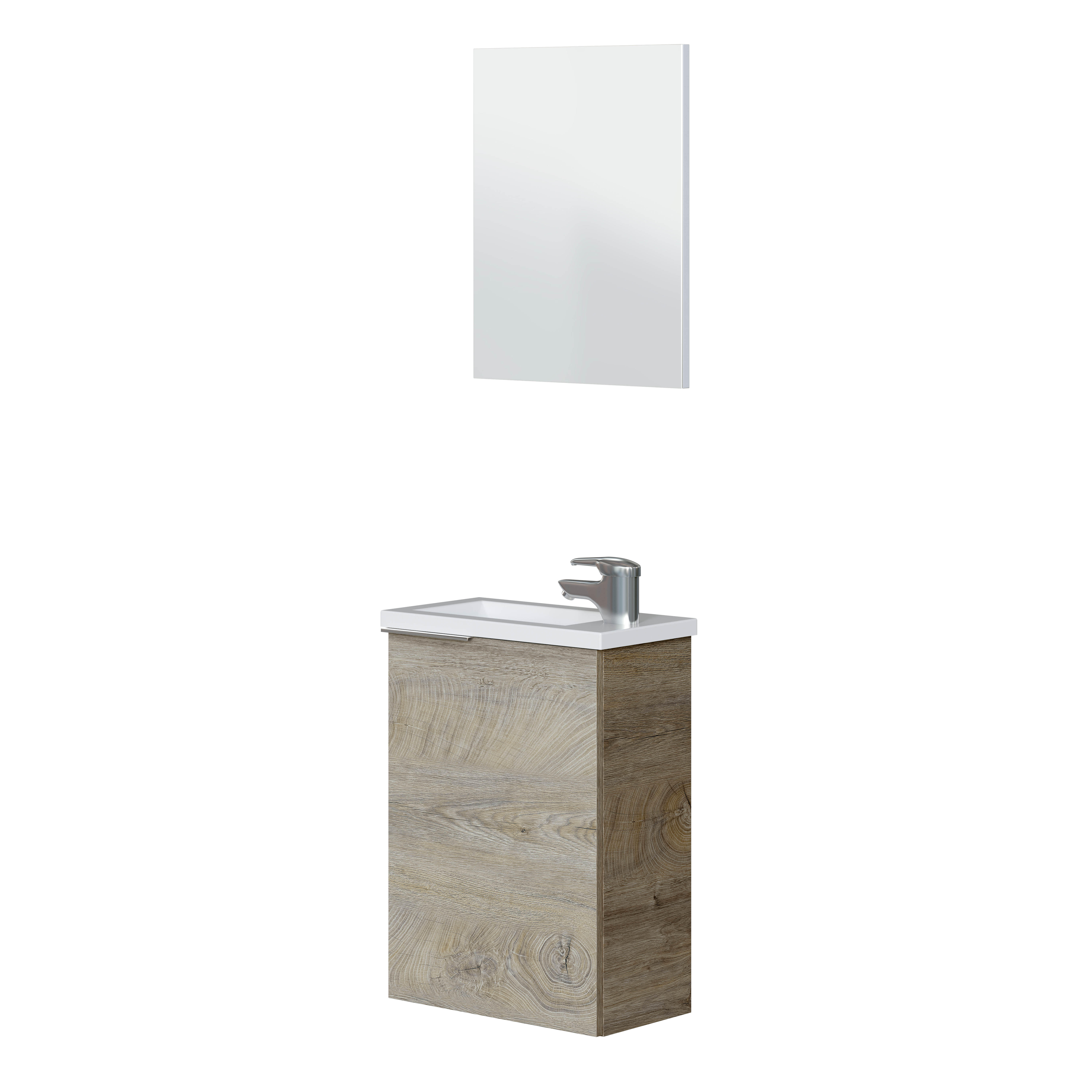 Mueble de baño con lavabo y espejo  Compac roble claro  40x22 cm - 3
