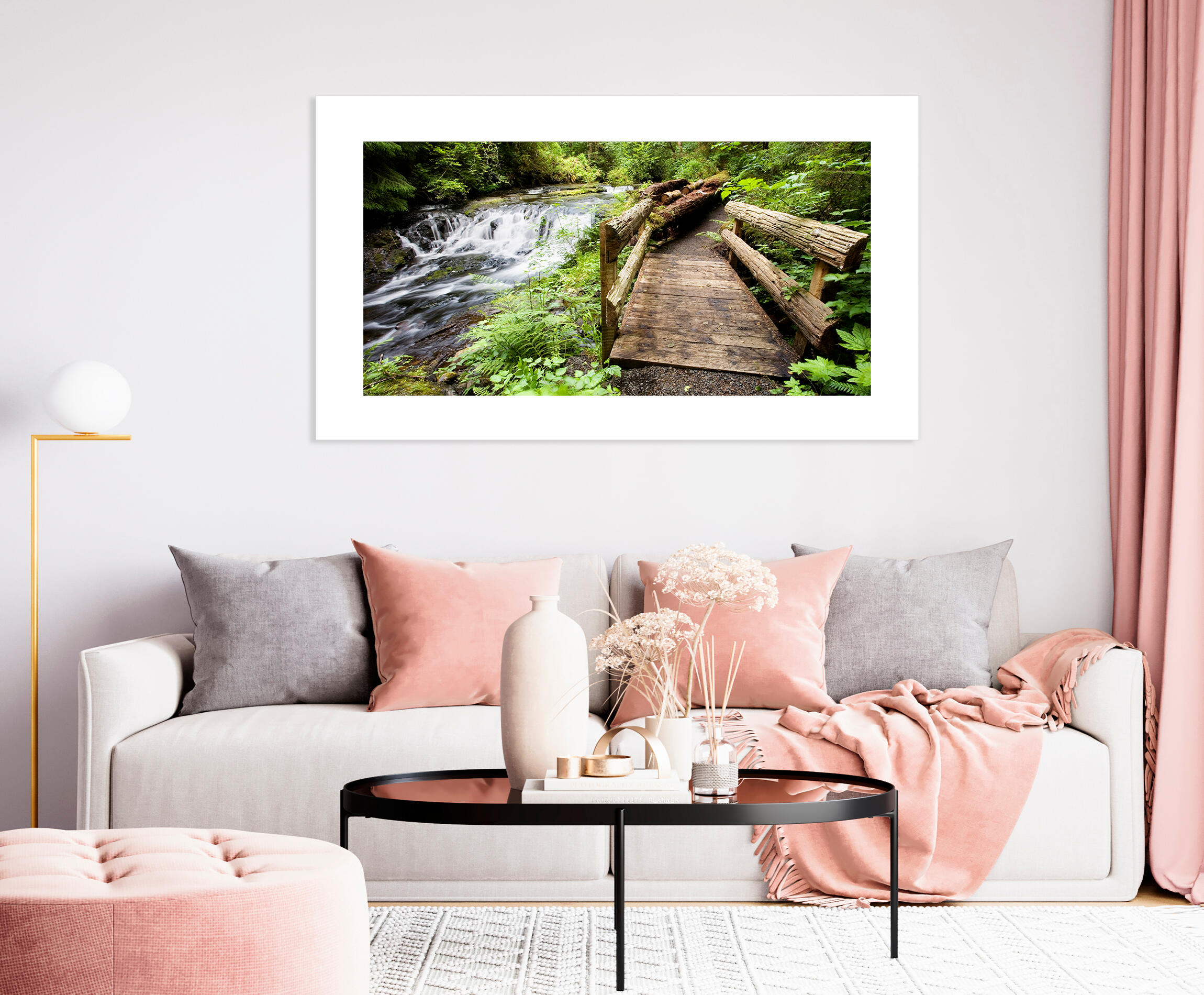 Pintura impresa brillo vegetalidad m/bl 80x140cm