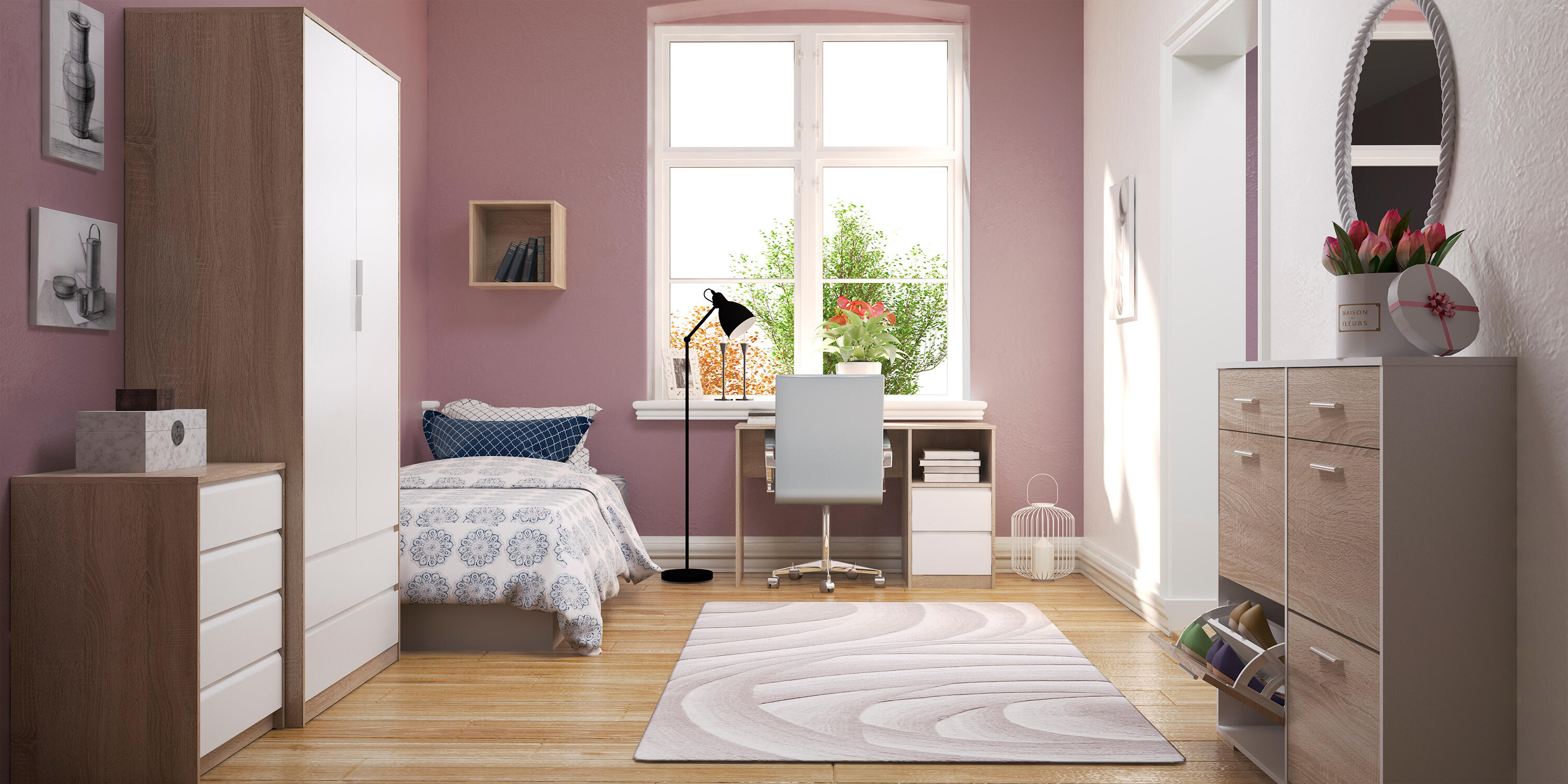 Mesa de estudio melds 2 cajones 75x120x50 cm