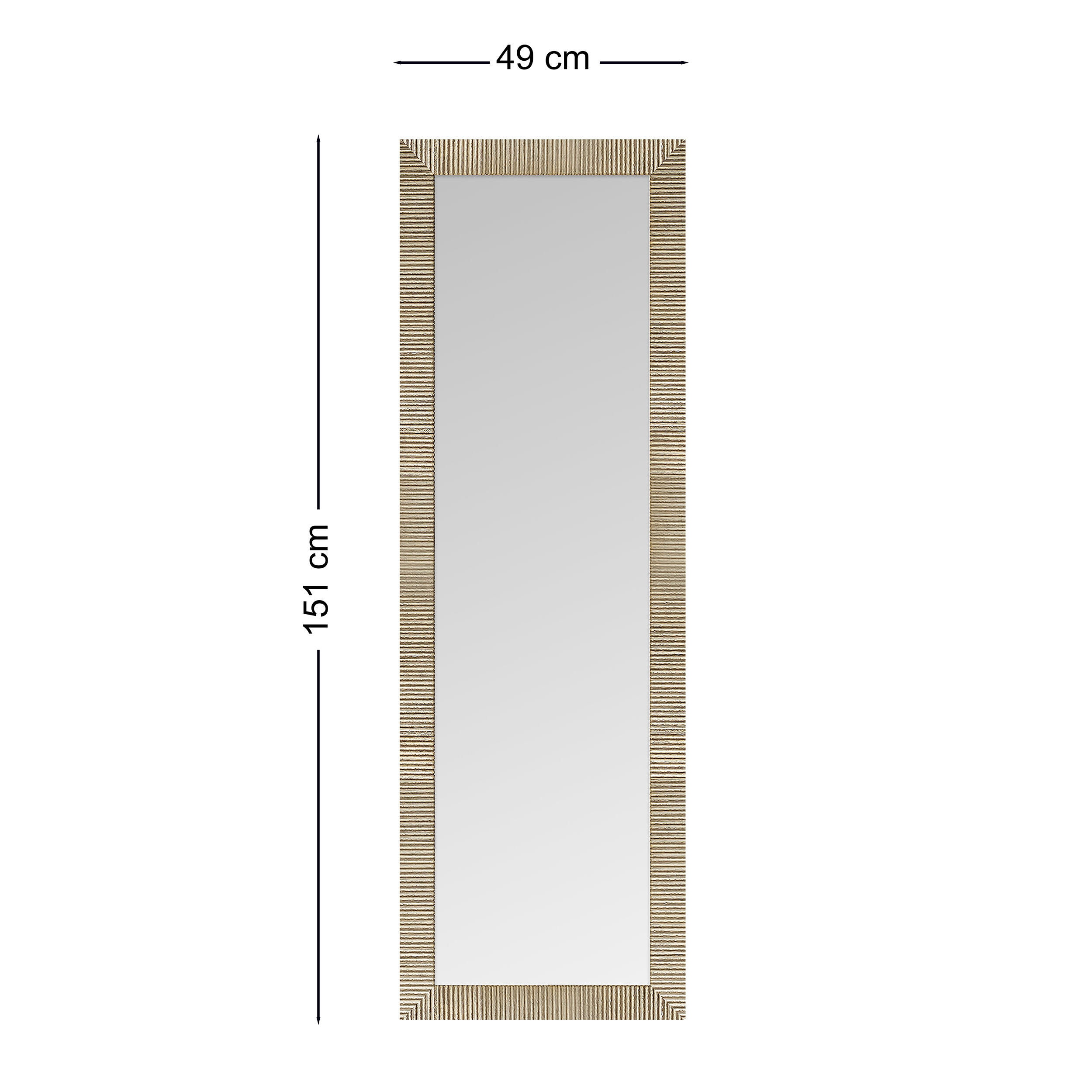 Espejo enmarcado de pared rectangular Relieve rayas MDF oro mate  de 49 x 151 cm - 3