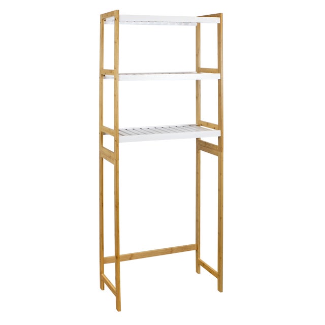 Estantería de baño sobre inodoro Lotus blanco, marrón con 60x27x165cm
