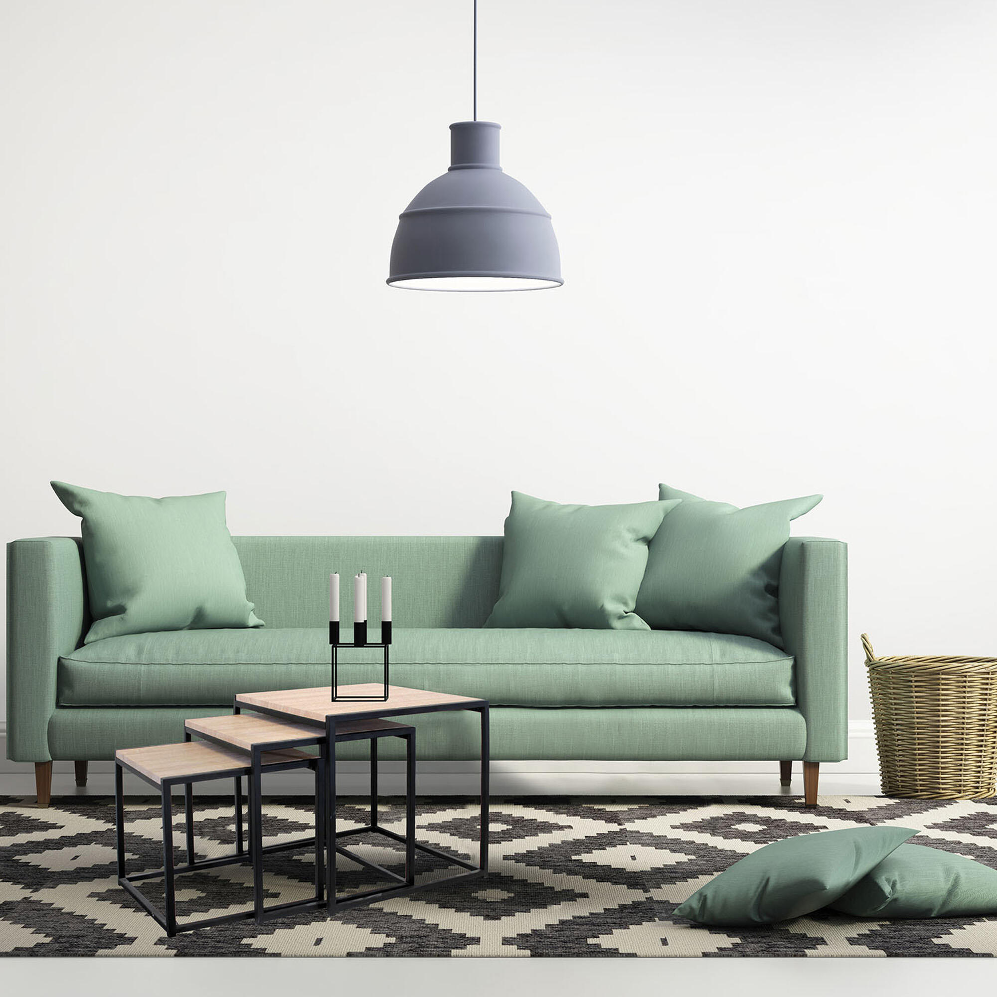 Set de tres mesas auxiliares cuadradas de mdf color negro de 45x45x45cm