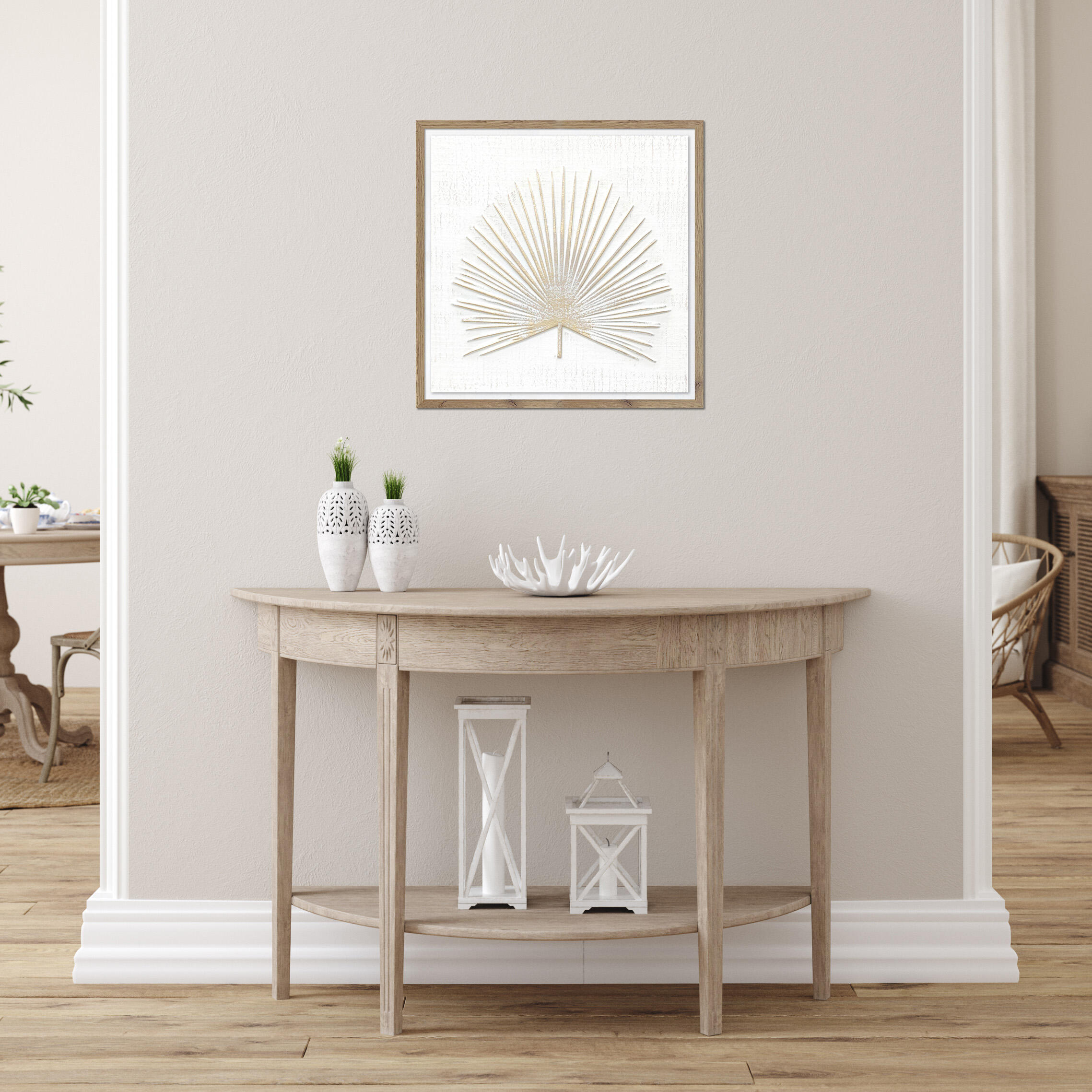 Lienzo relieve bcn roble hoja palmera 50x50 cm