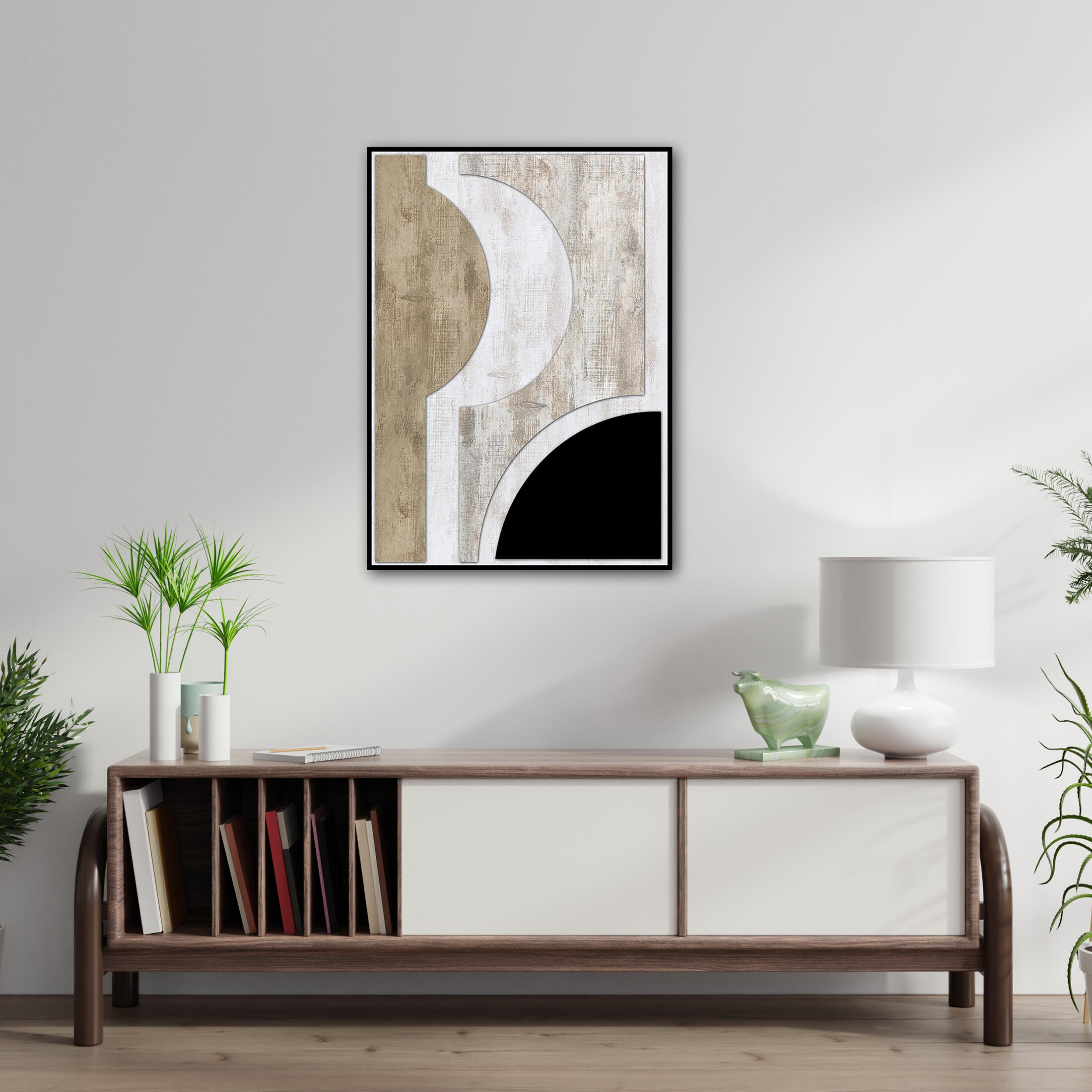 Lienzo deco line negro abstracto geo b 50x70 cm