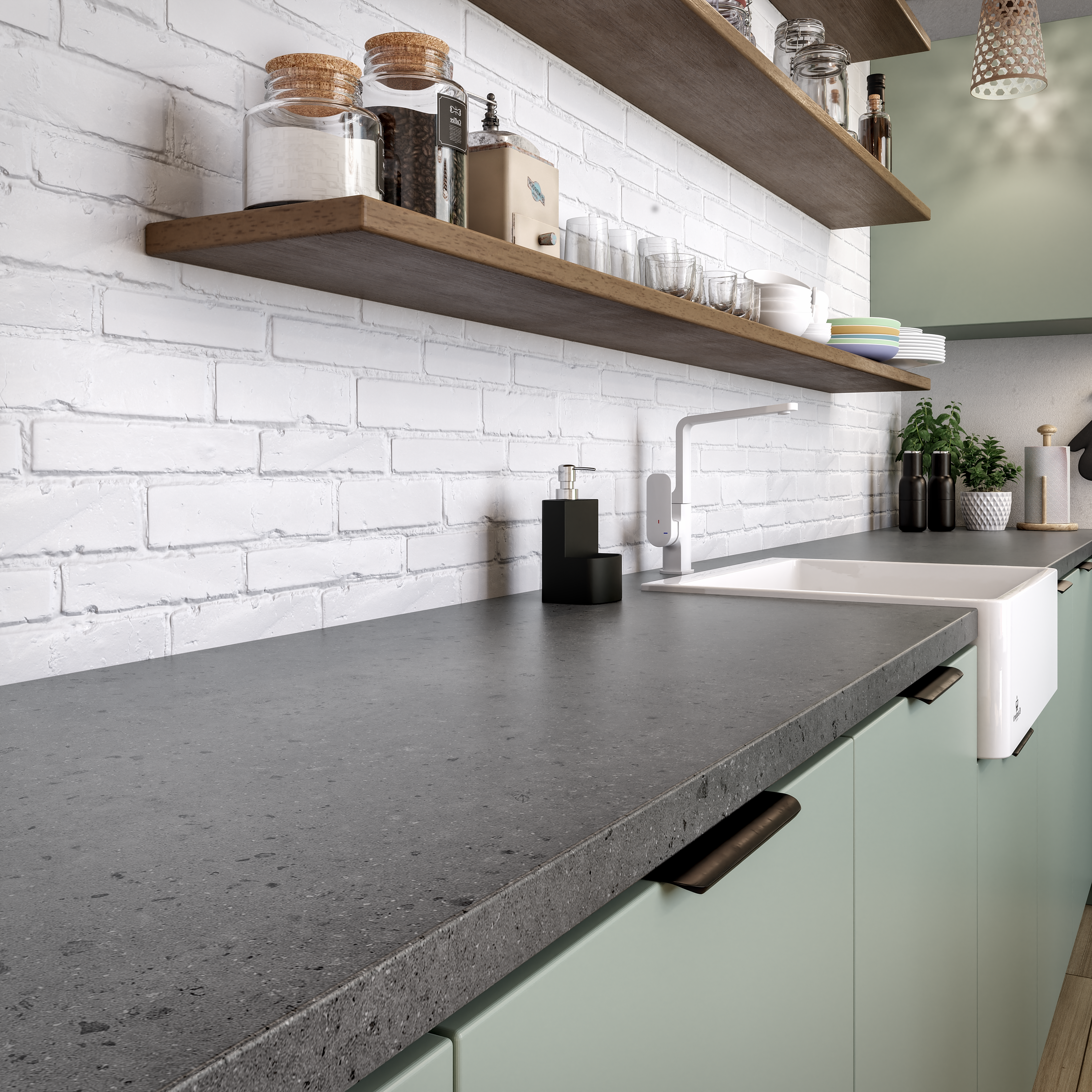 Encimera de cocina laminada Tokyo gris oscuro 360x62 cm espesor 38mm - 4