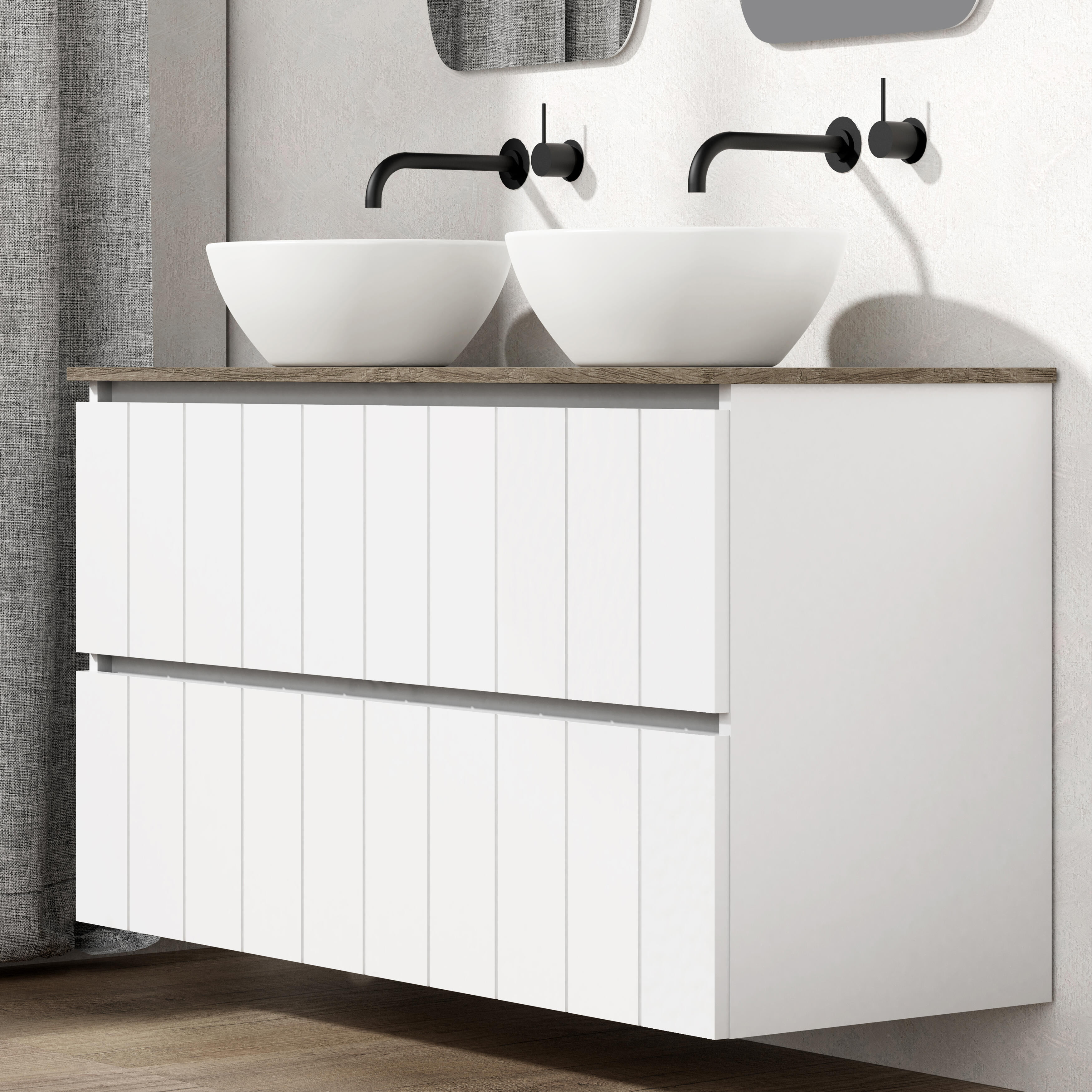 Mueble de baño con lavabo terra blanco mate 120x45 cm