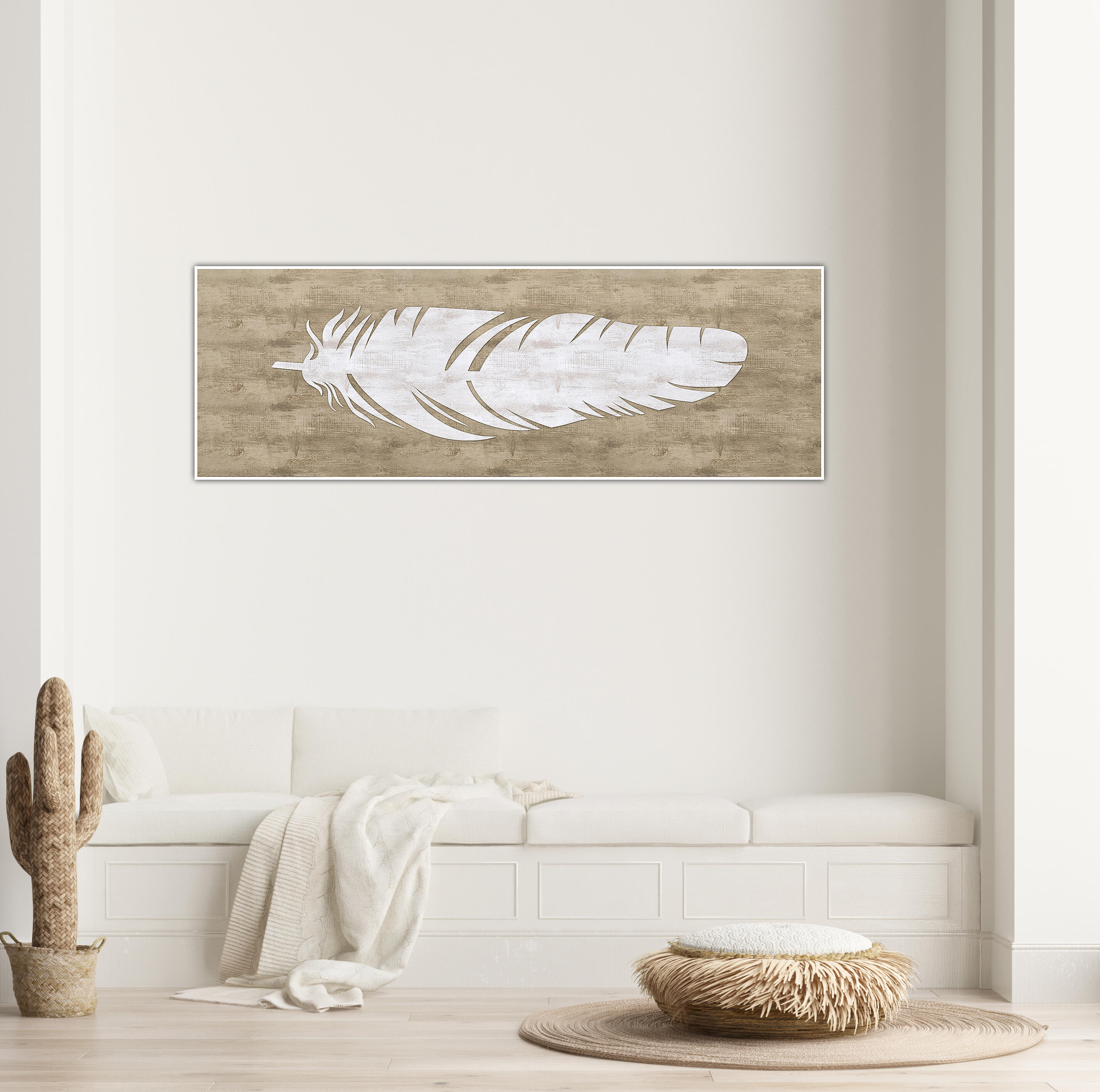 Lienzo deco line blanco pluma 50x150 cm