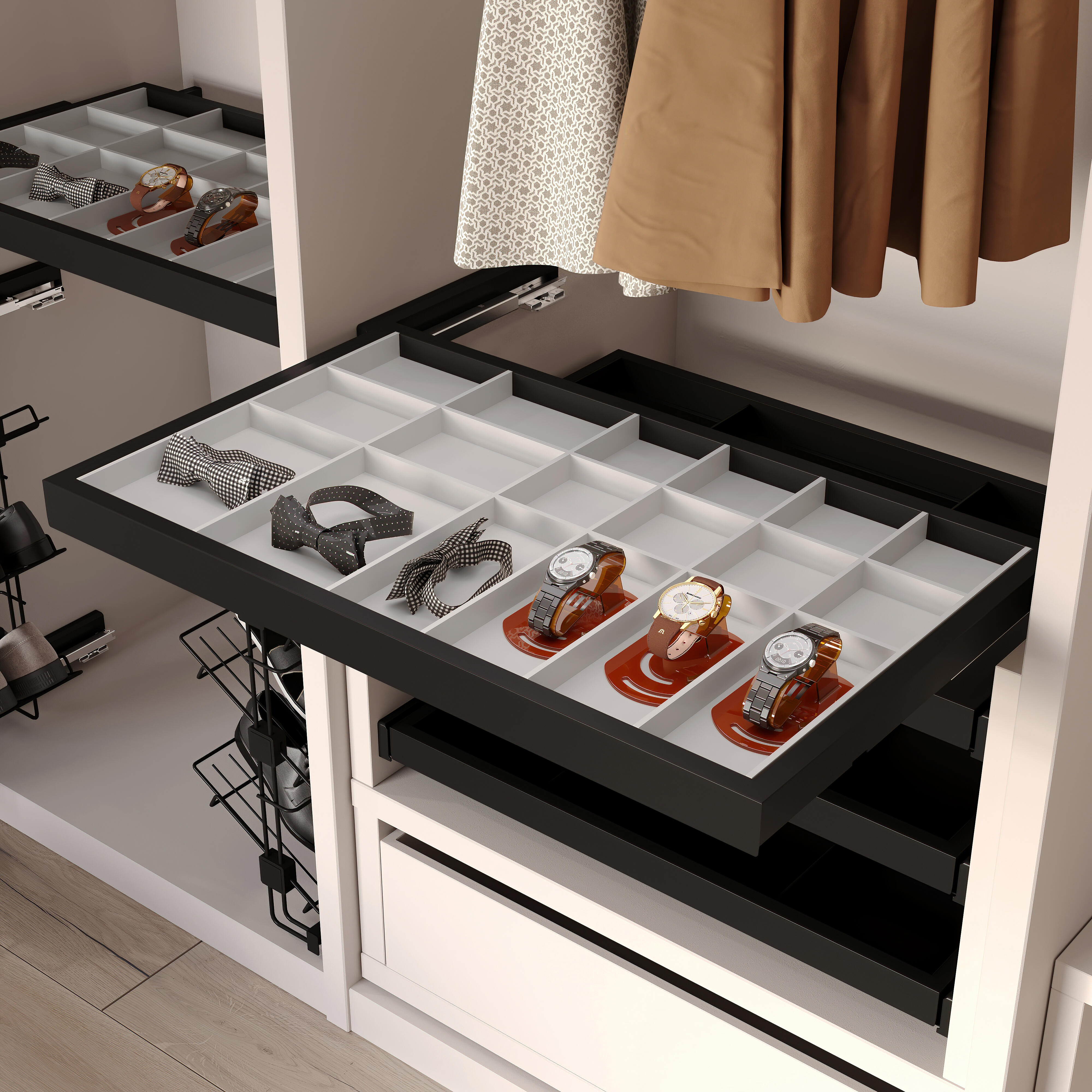 Cajón organizador extraíble Hack negro de 56x3,5cm (anchoxfondo) - 2