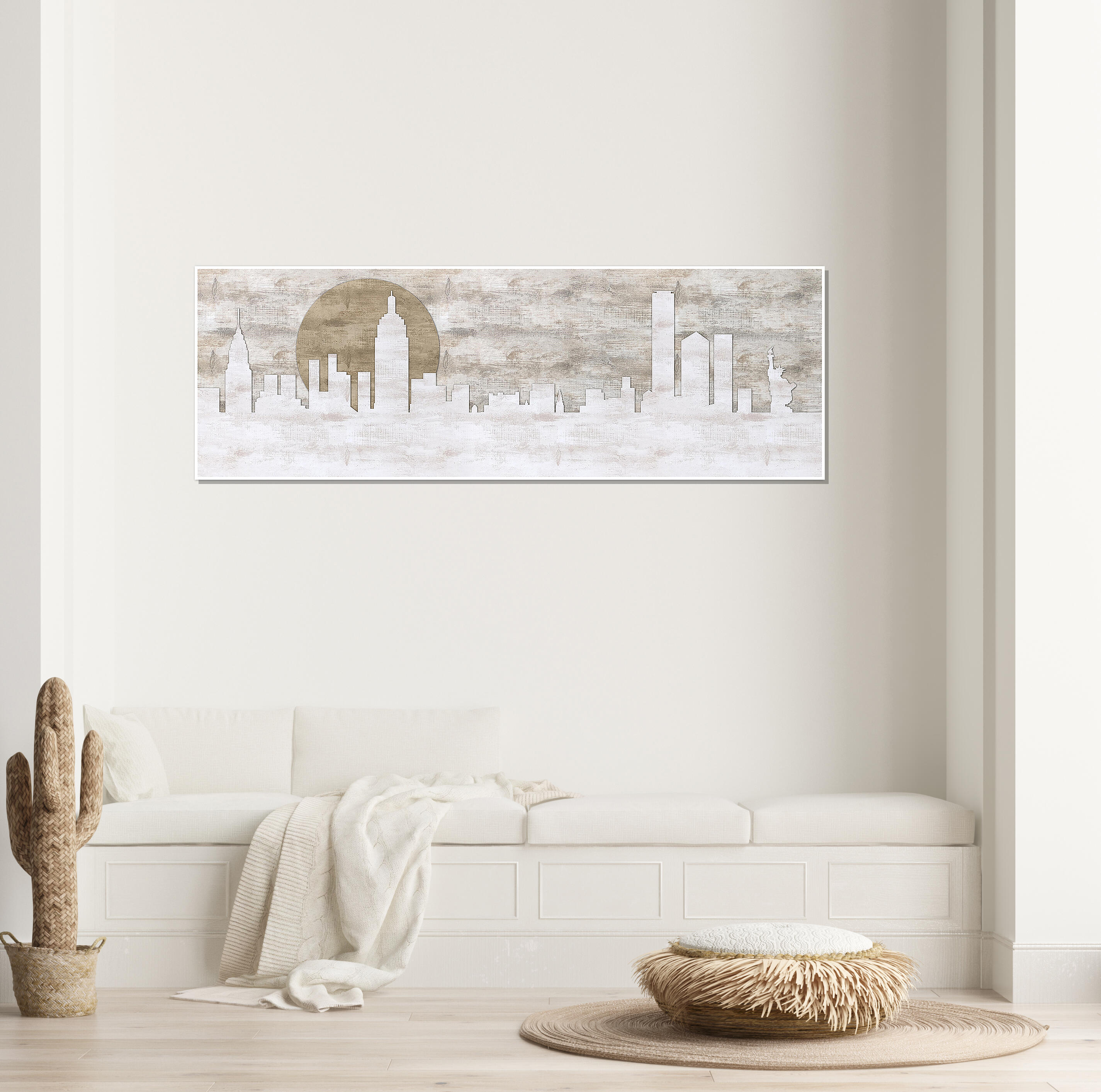Lienzo deco line blanco ny 50x150