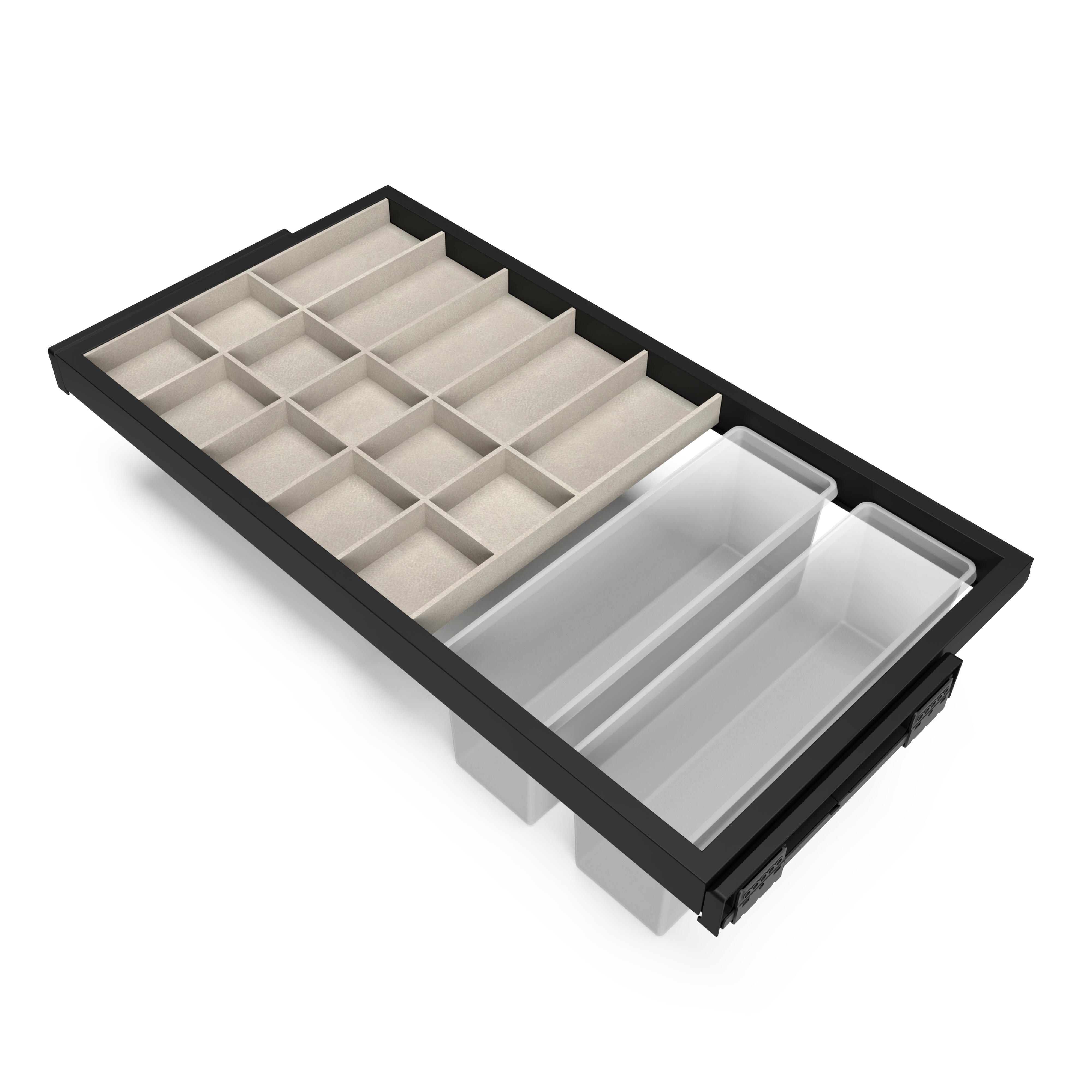 Kit de cajón con bandeja extraíble hack negro de 86x14,6cm (anchoxfondo)