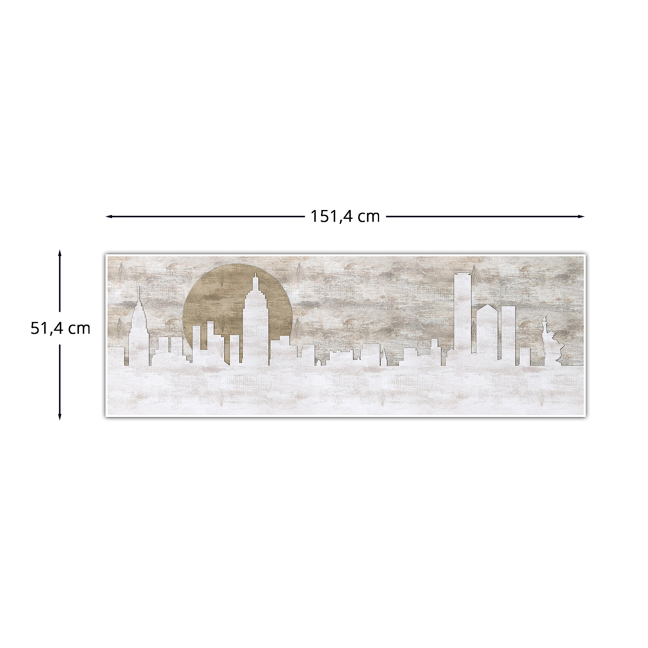Cuadro pintura impresa enmarcada Urban city rectangular de 152 x 52 cm. MDF NY multicolor. Marco color Blanco - 3