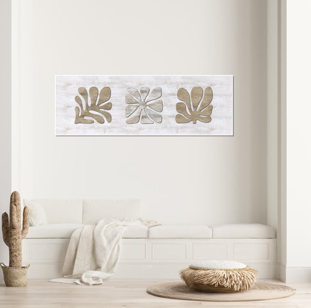 Cuadro pintura enmarcada Abstracto rectangular de 50 x 150 cm. MDF Matisse multicolor. Marco color Blanco
