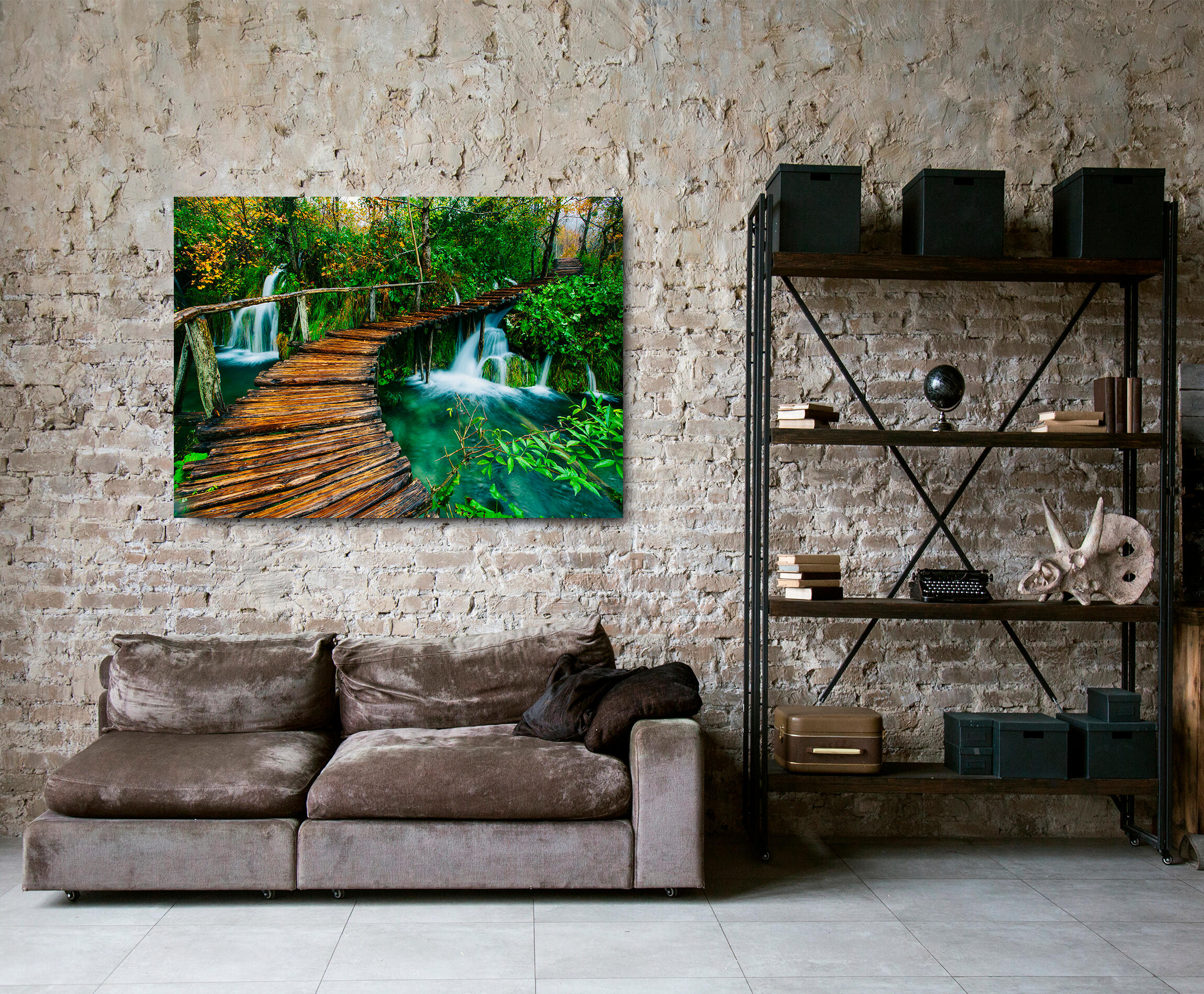 Pintura impresa brillo puente tropical 100x140cm