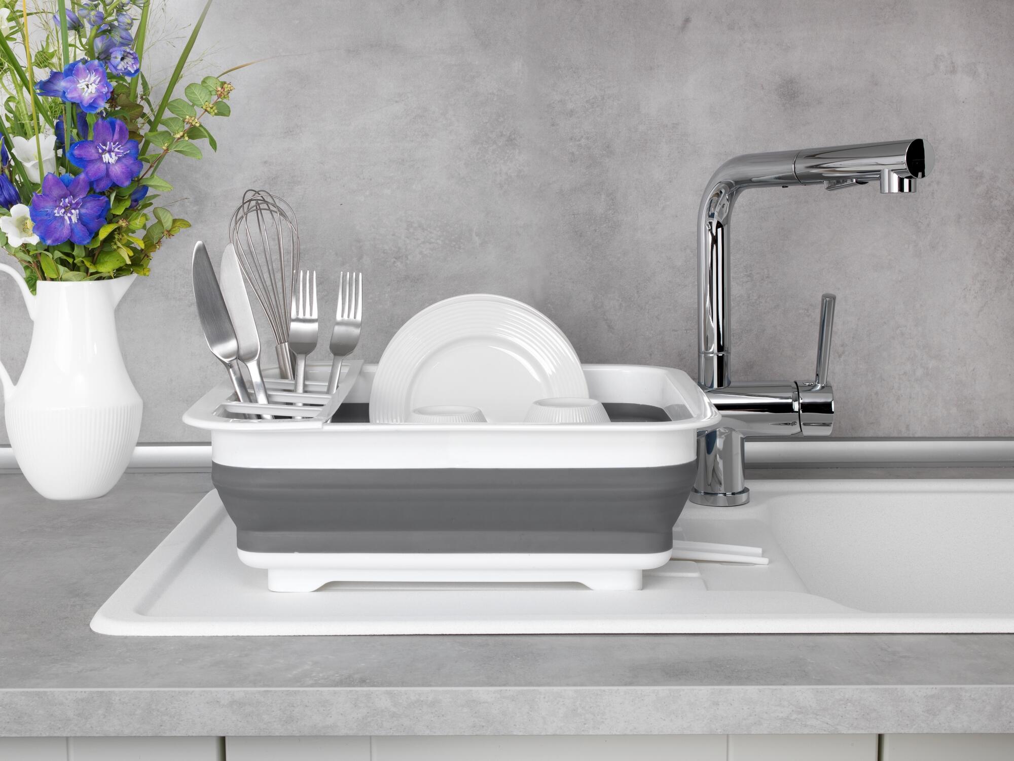 Escorredor de louça DOBRÁVEL BRANCO E CINZA - 3