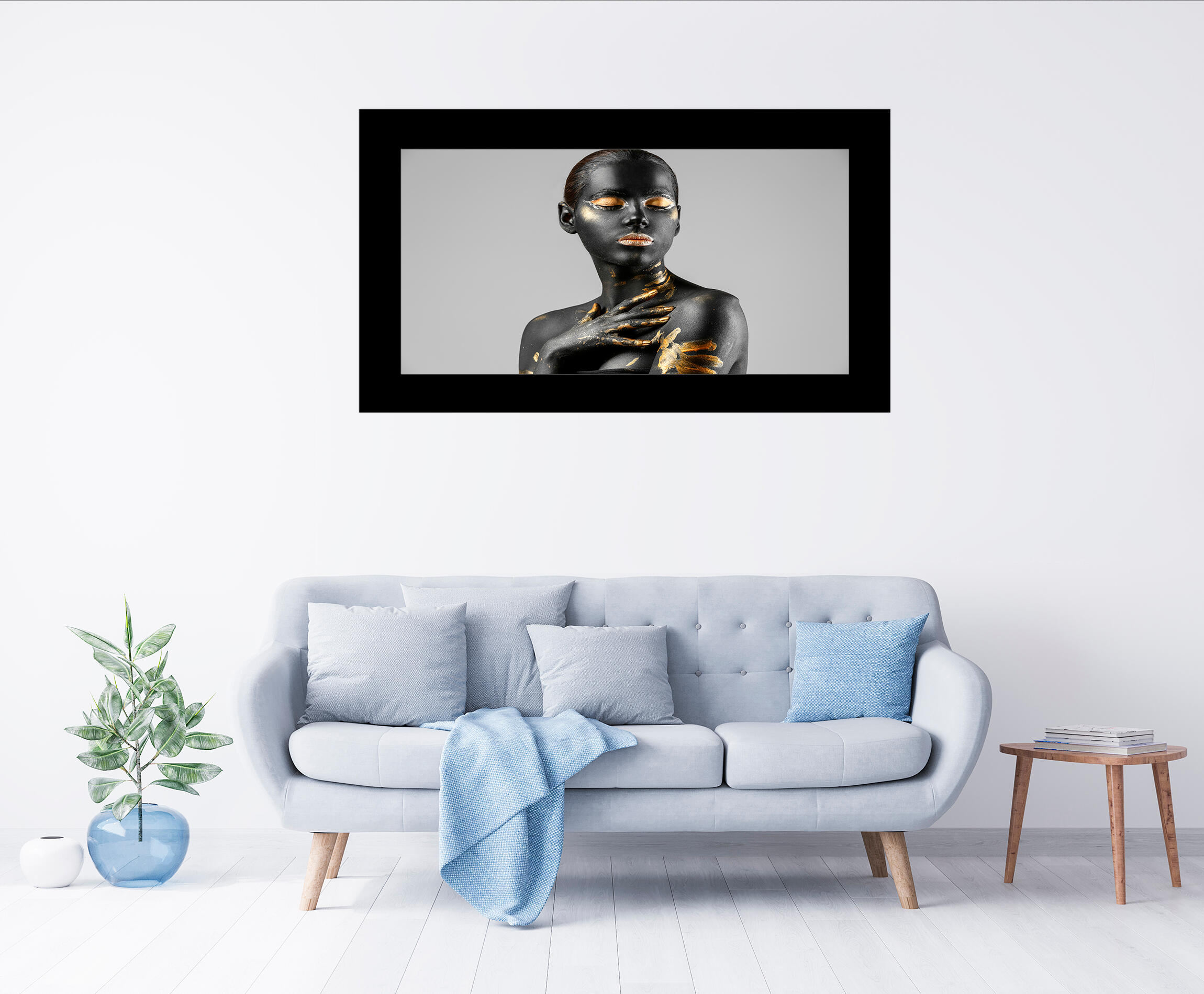 Pintura impresa brillo maquillada oro 80x140cm