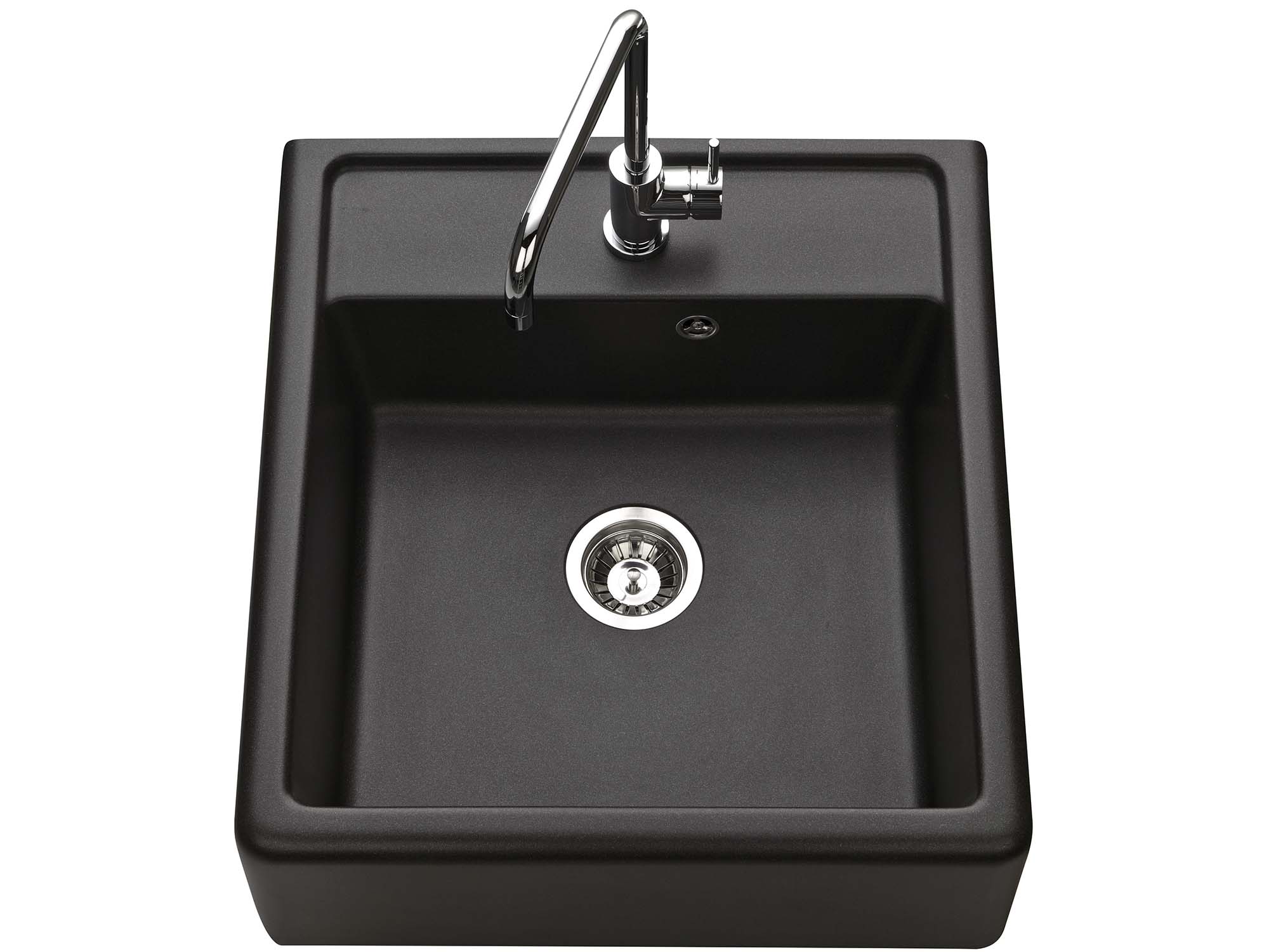 Fregadero sobre encimera de granito negro chambord para muebles de 60 cm