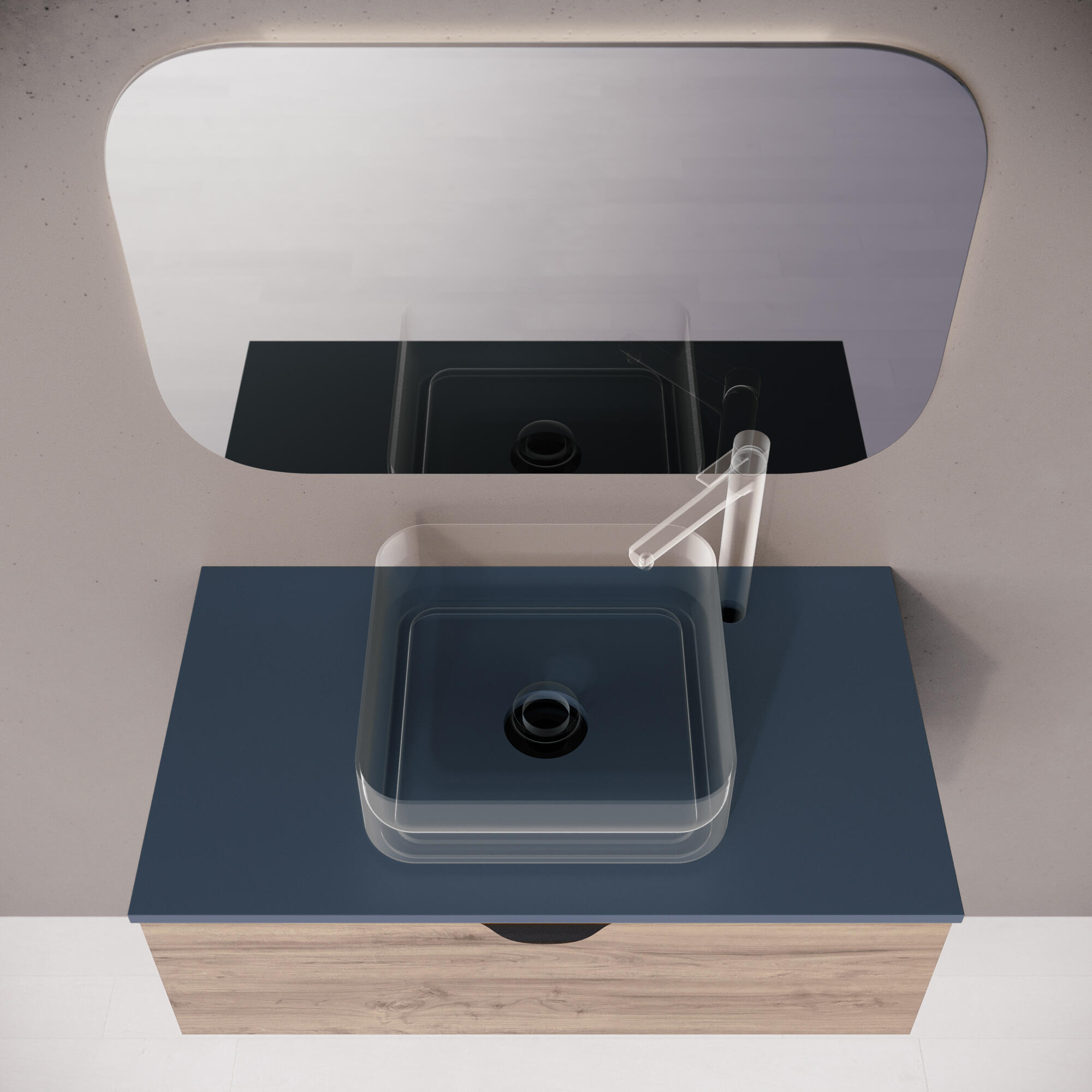 Encimera lavabo tecolor azul 80x46x1.5 cm