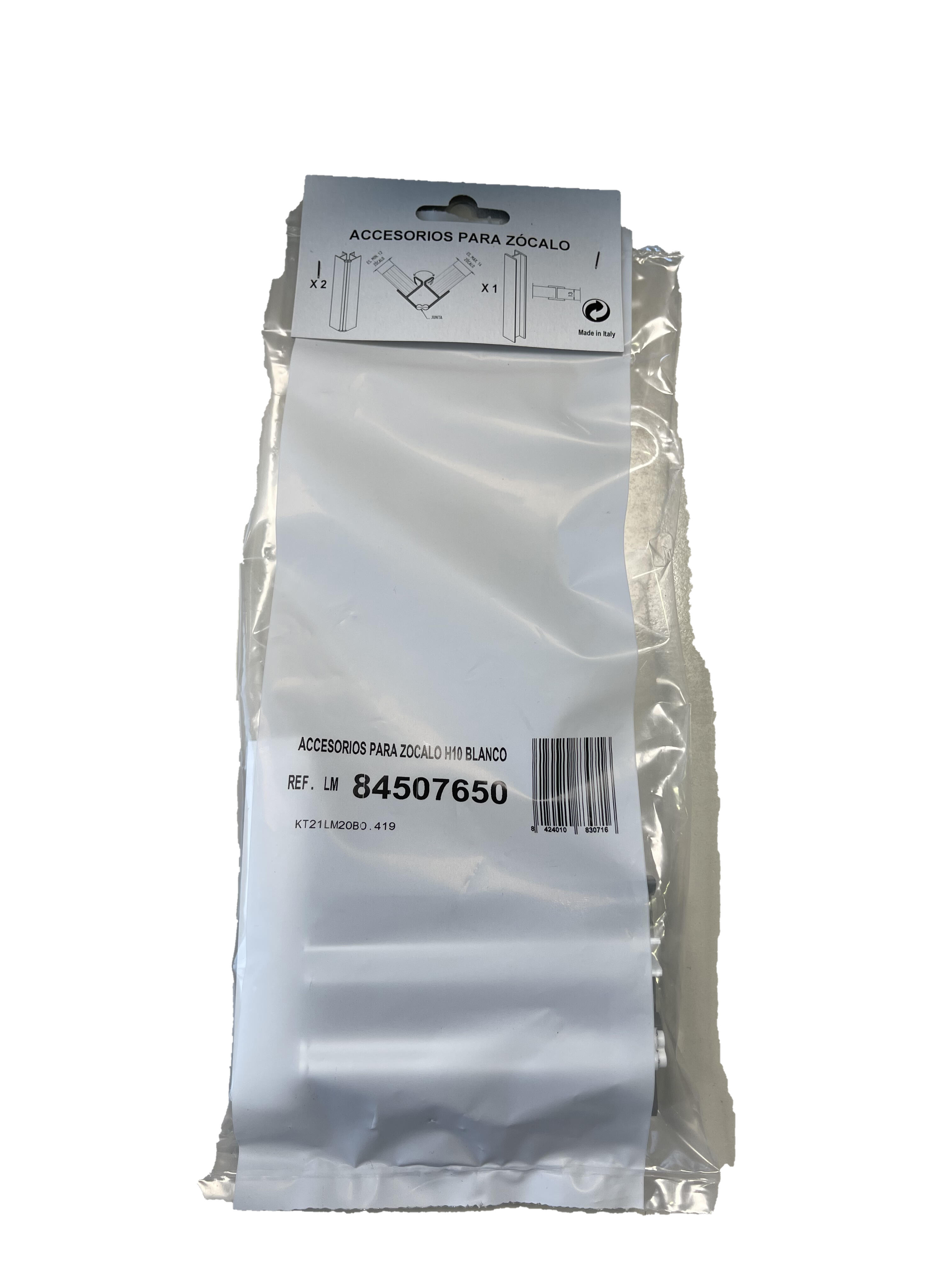 Kit de unión recto con 2 flexibles para zócalo 10 cm pvc blanco
