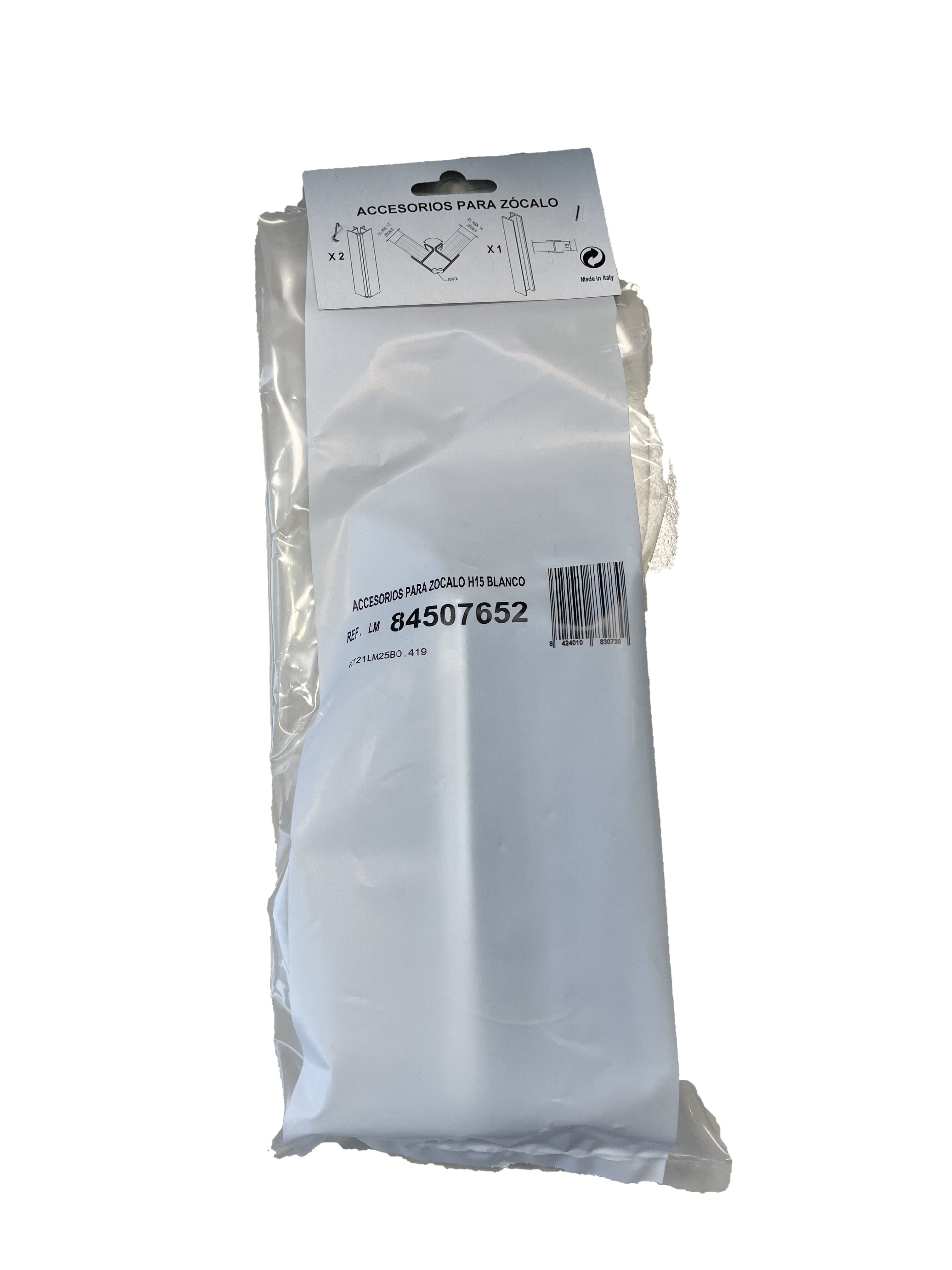 Kit de unión recto con 2 flexibles para zócalo 15 cm pvc blanco