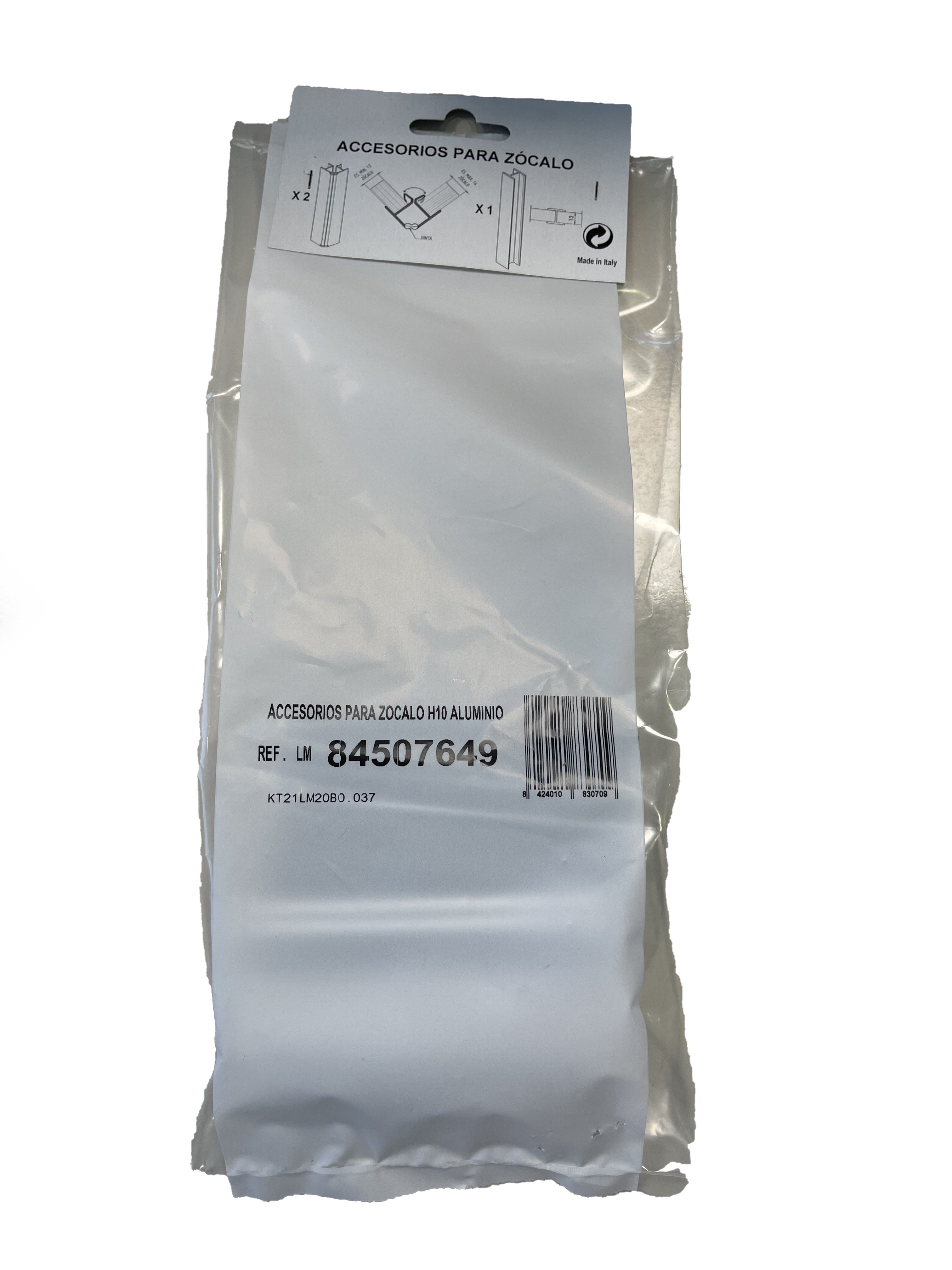 Kit de unión recto con 2 flexibles para zócalo 10 cm pvc aluminio