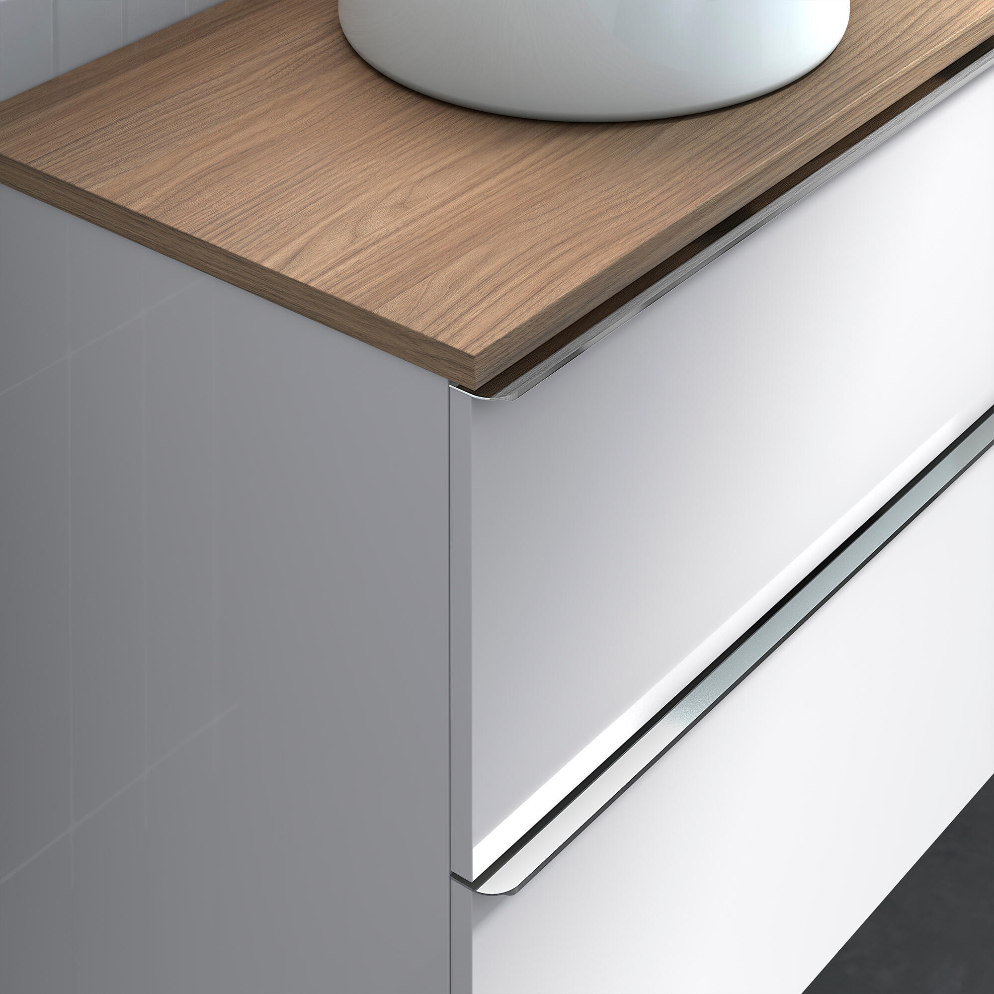 Encimera lavabo komplett nogal arenado 100x46x1.6 cm