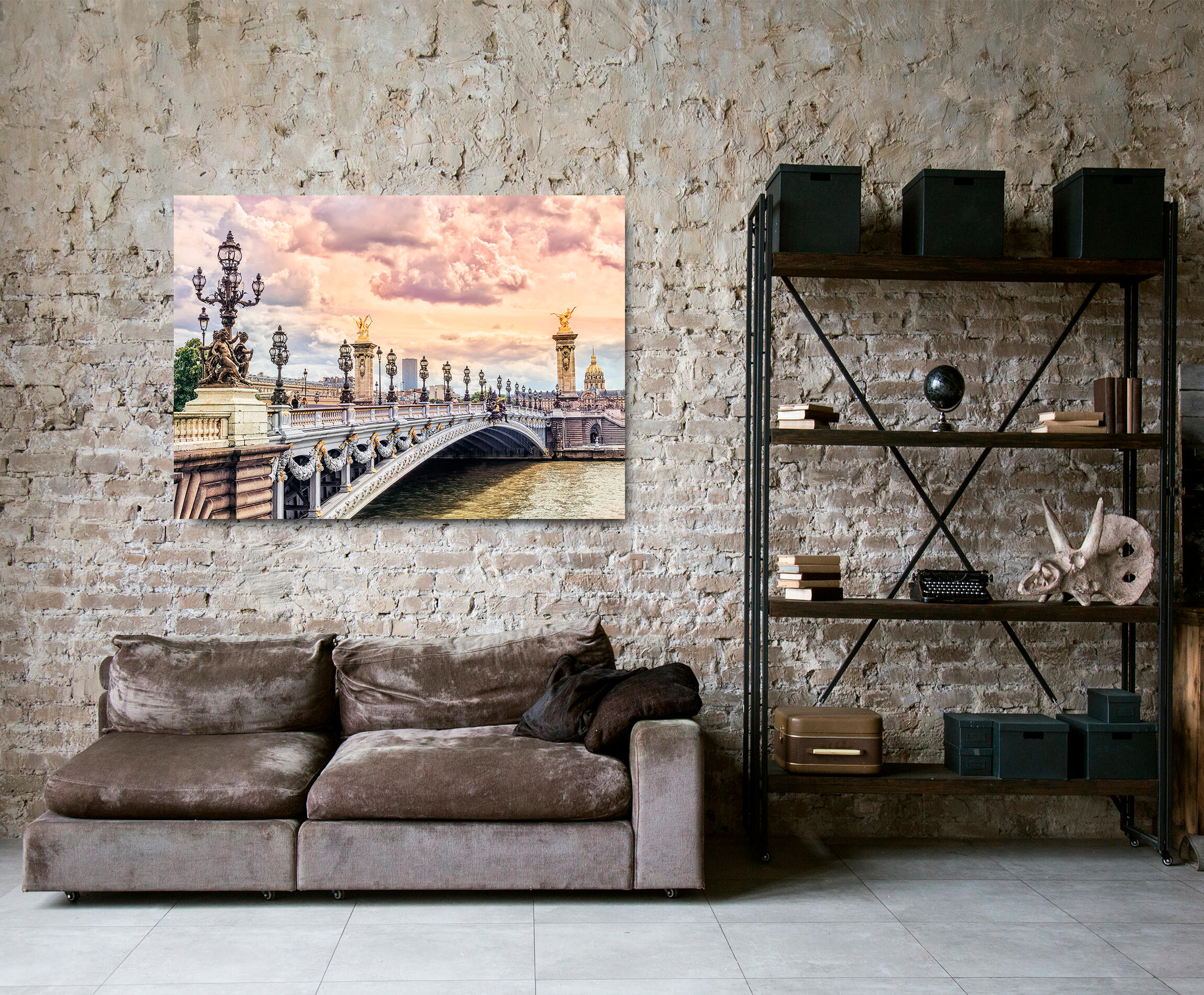 Pintura impresa brillo puente alexandre3 100x140cm