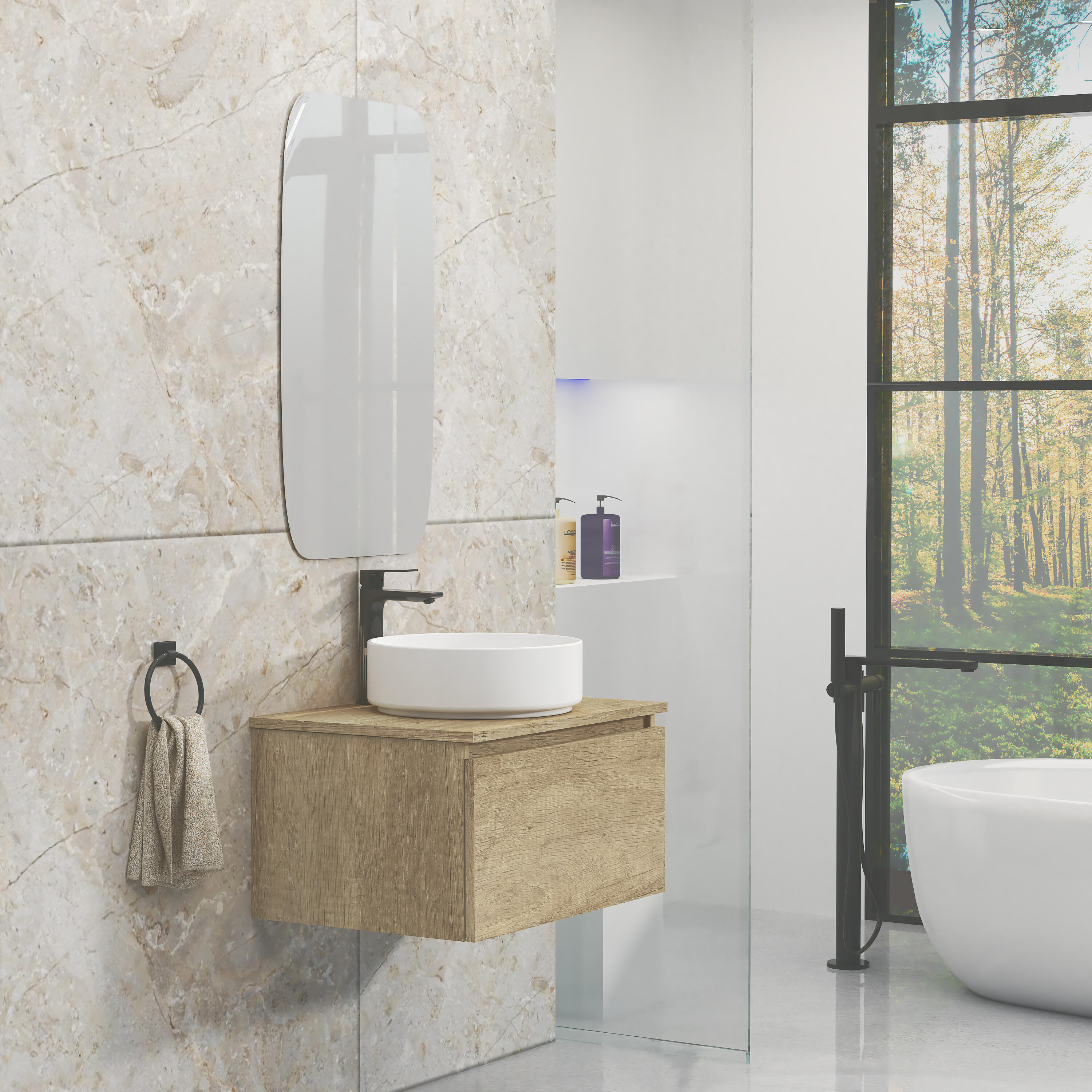 Conjunto de mueble de baño toko 1c 60cm nature