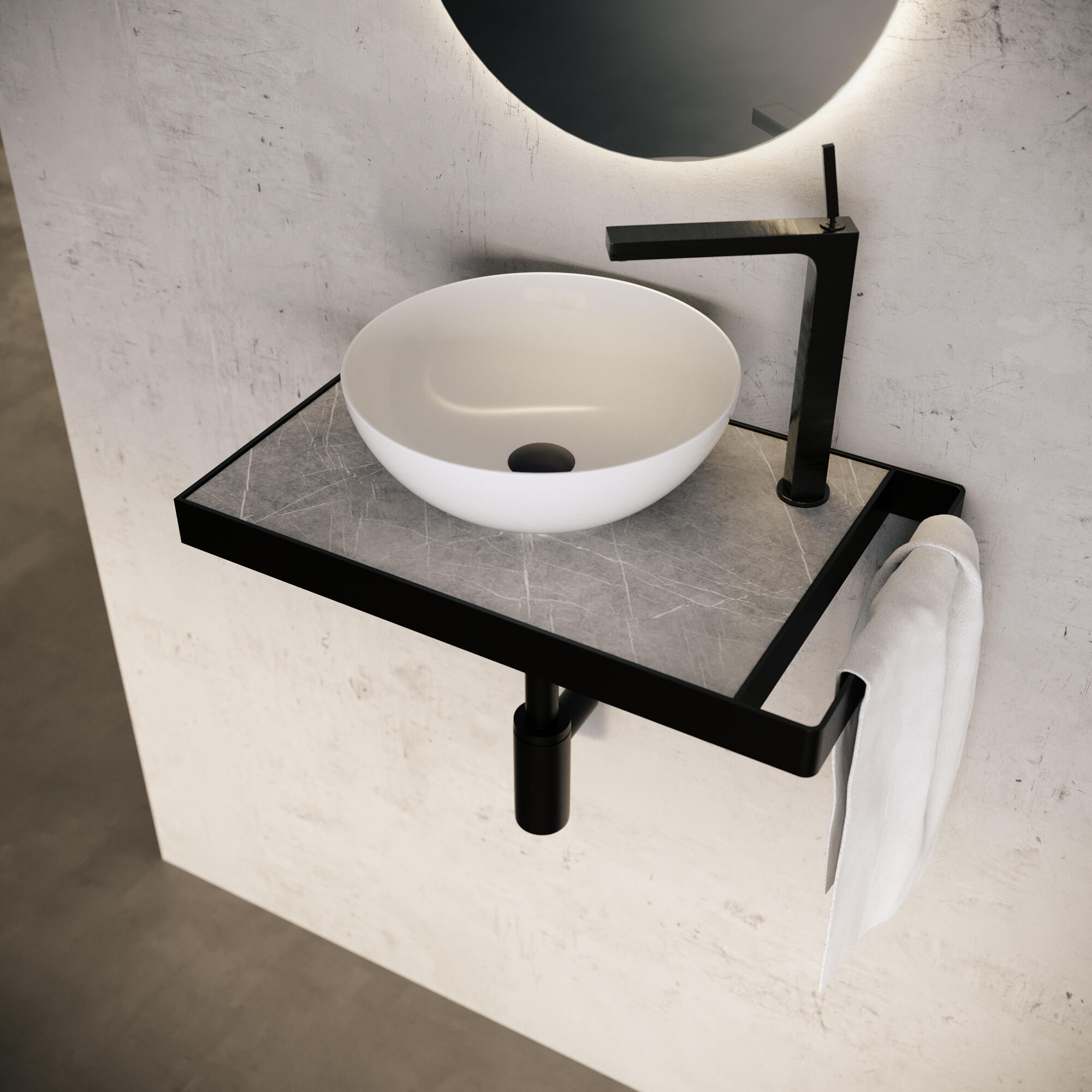 Mueble de baño con lavabo  Marmostone gris mate 50x30 cm - 7