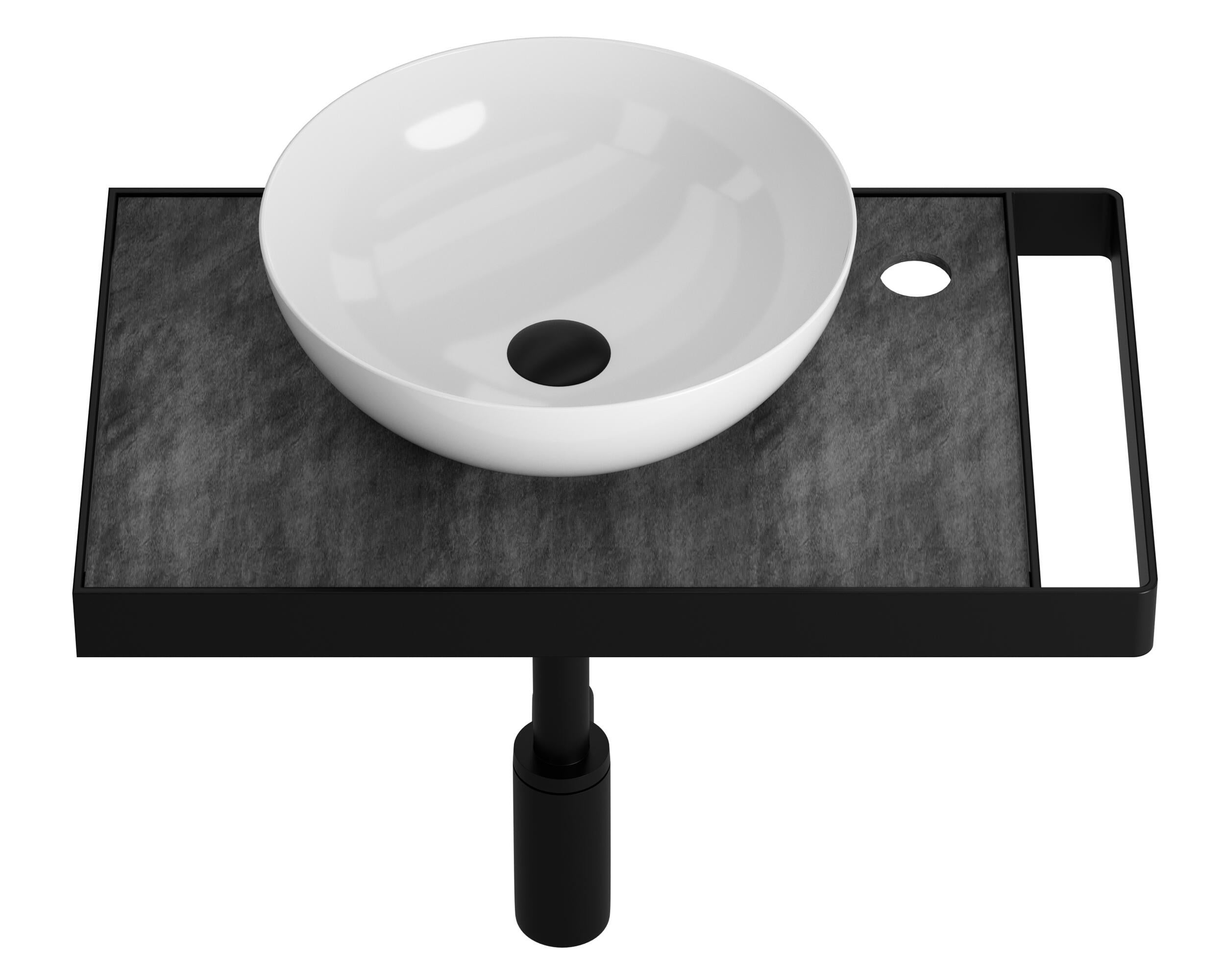 Mueble de baño con lavabo  Marmostone negro mate 50x30 cm - 8