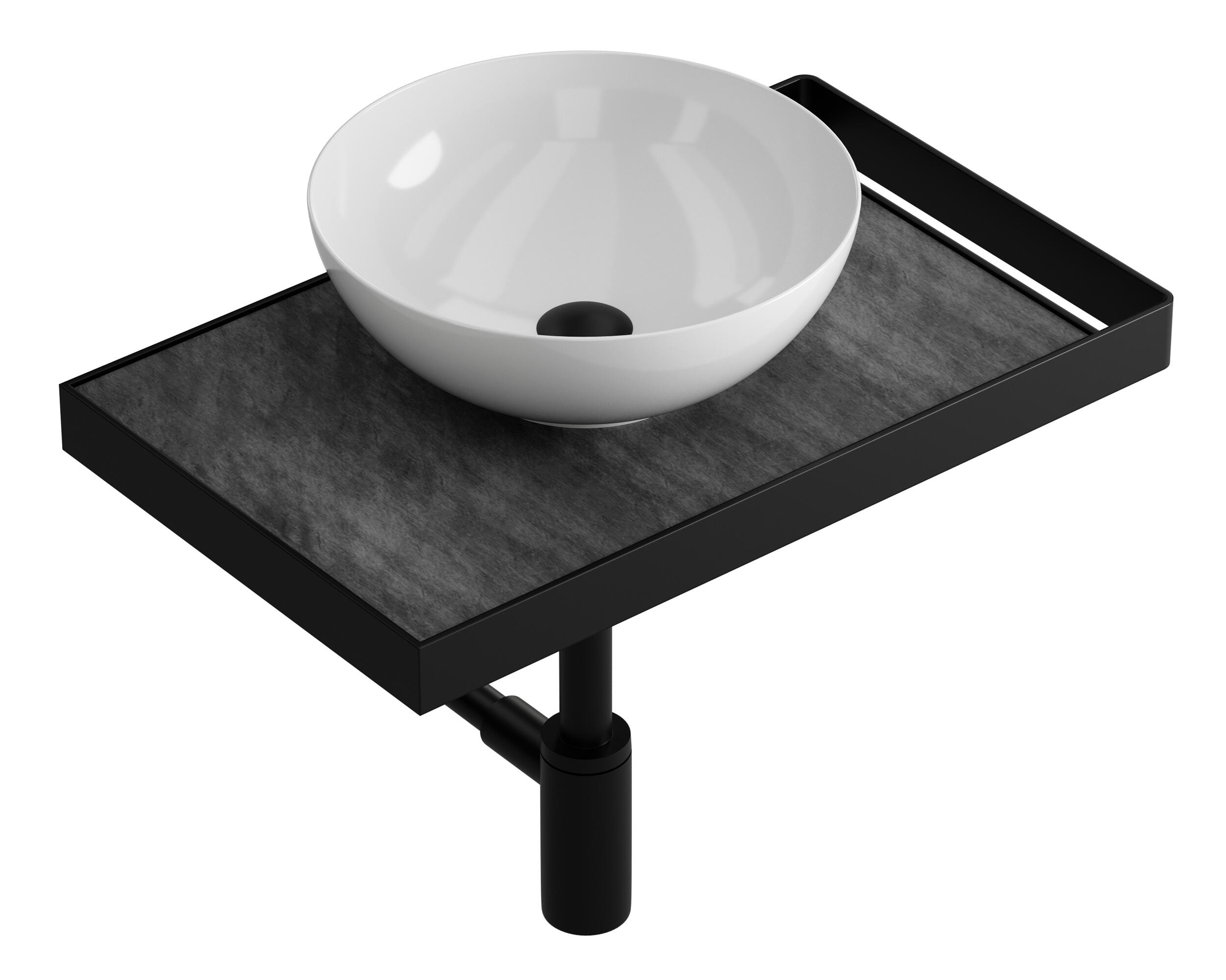 Mueble de baño con lavabo  Marmostone negro mate 50x30 cm - 3