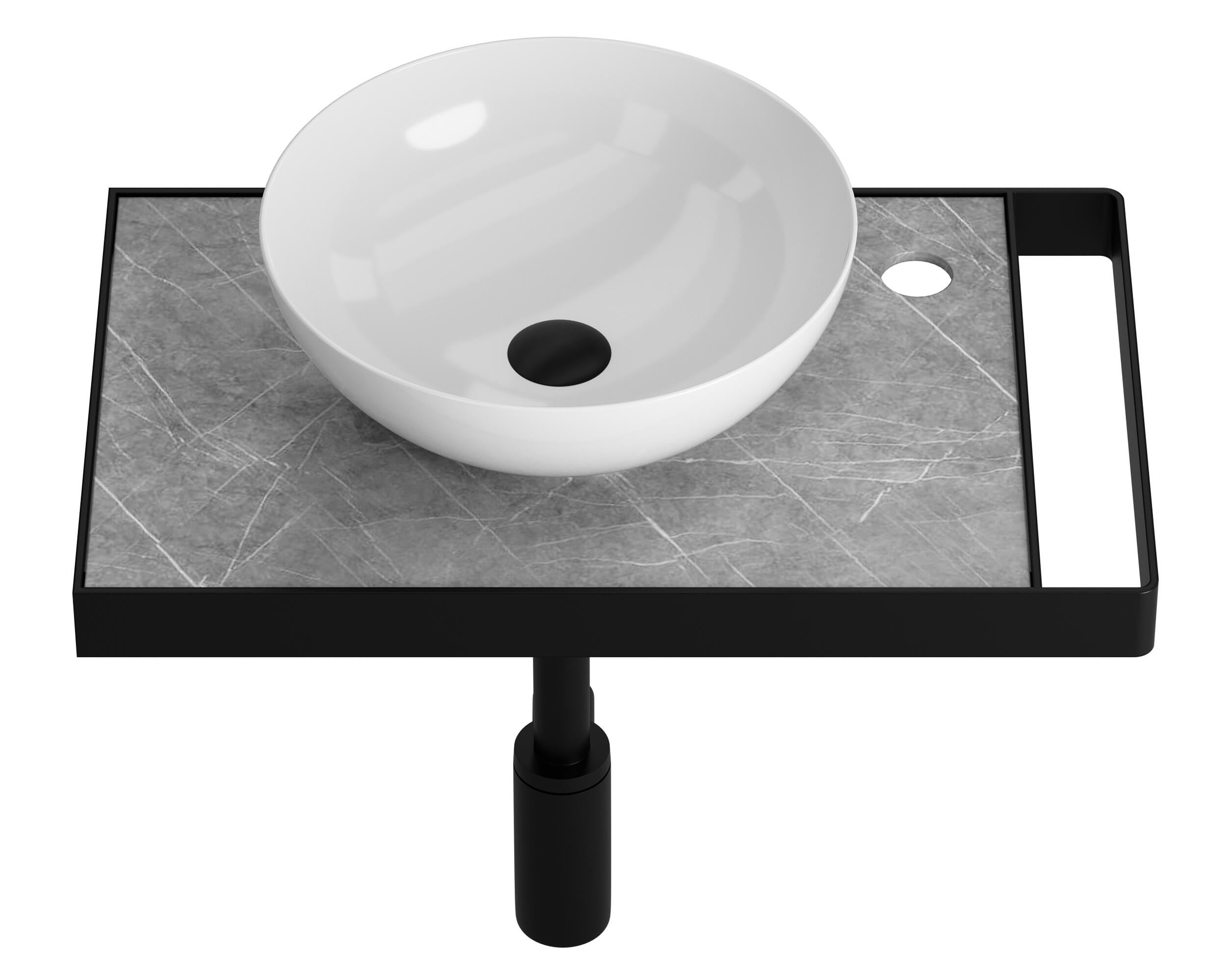 Mueble de baño con lavabo  Marmostone gris mate 50x30 cm - 8