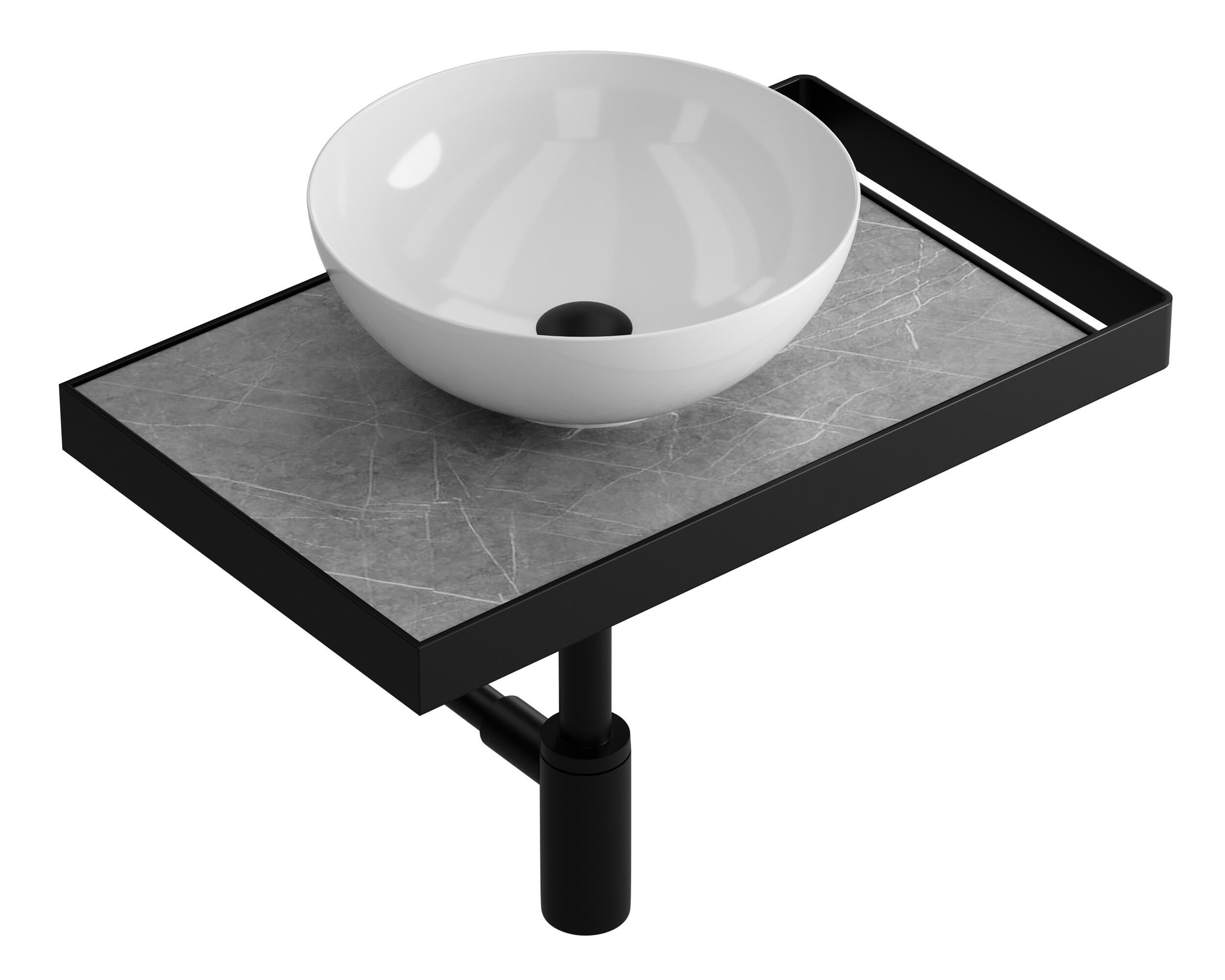 Mueble de baño con lavabo  Marmostone gris mate 50x30 cm - 3