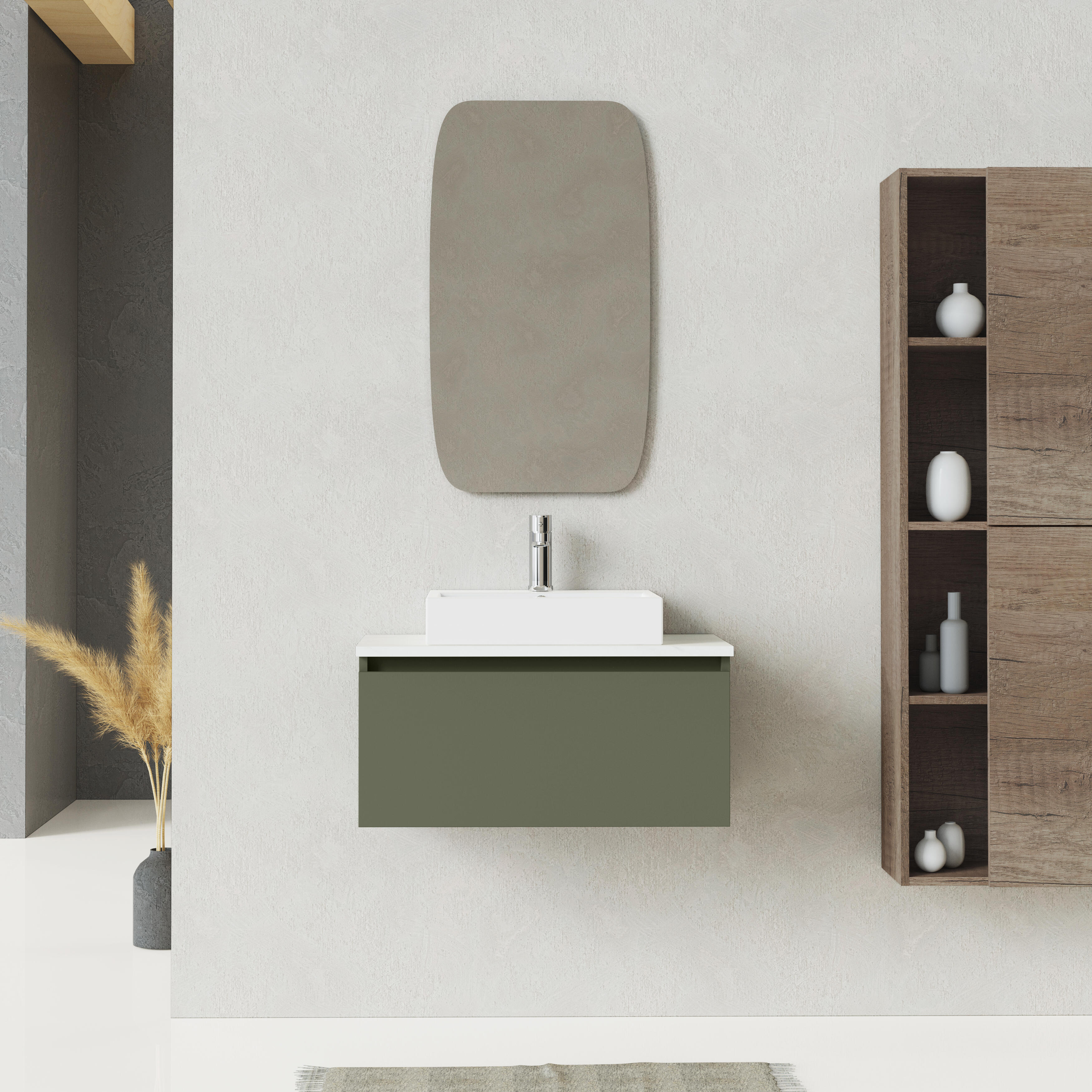 Mueble de baño con lavabo limit verde satinado 70x38.6 cm