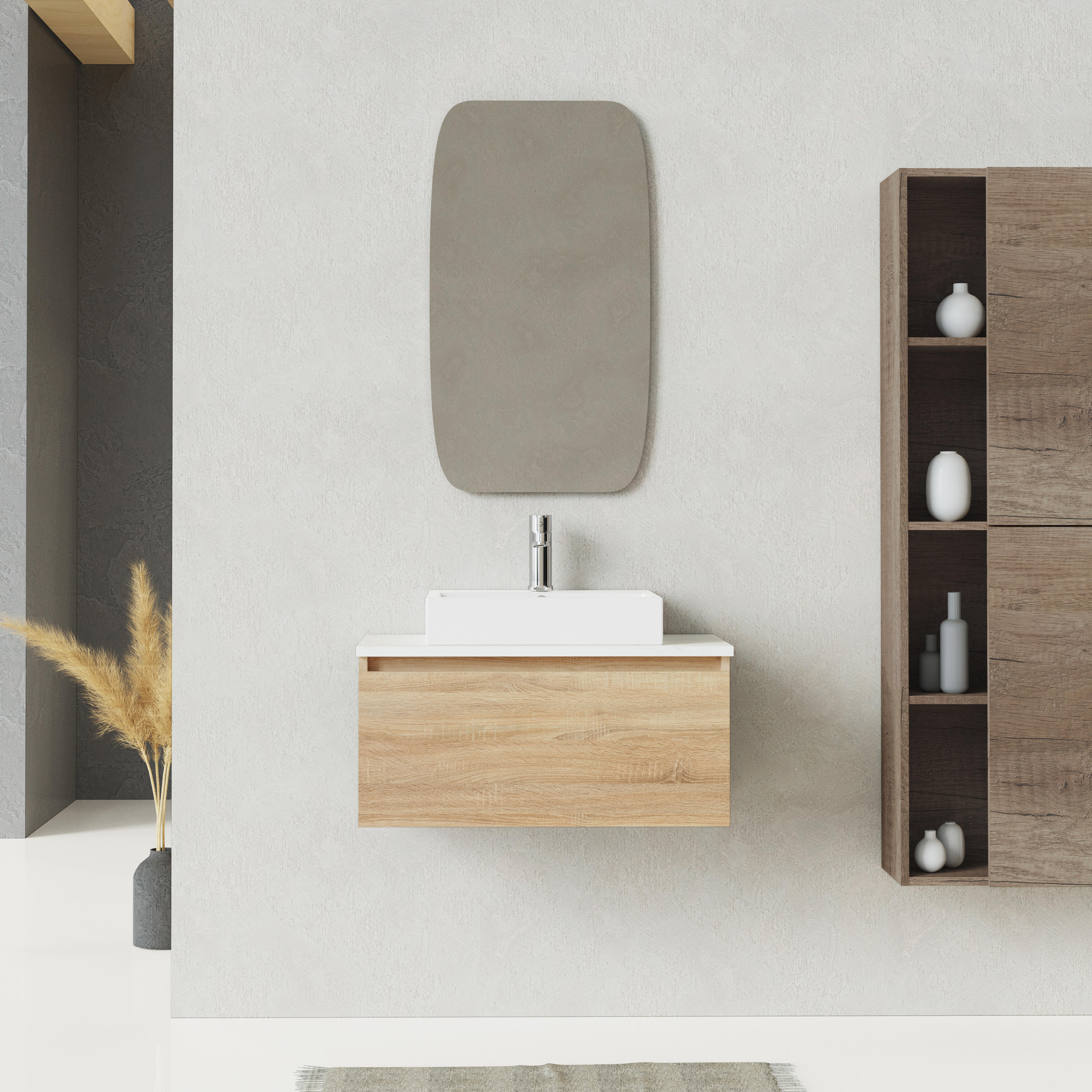 Mueble de baño con lavabo limit roble satinado 70x38.6 cm