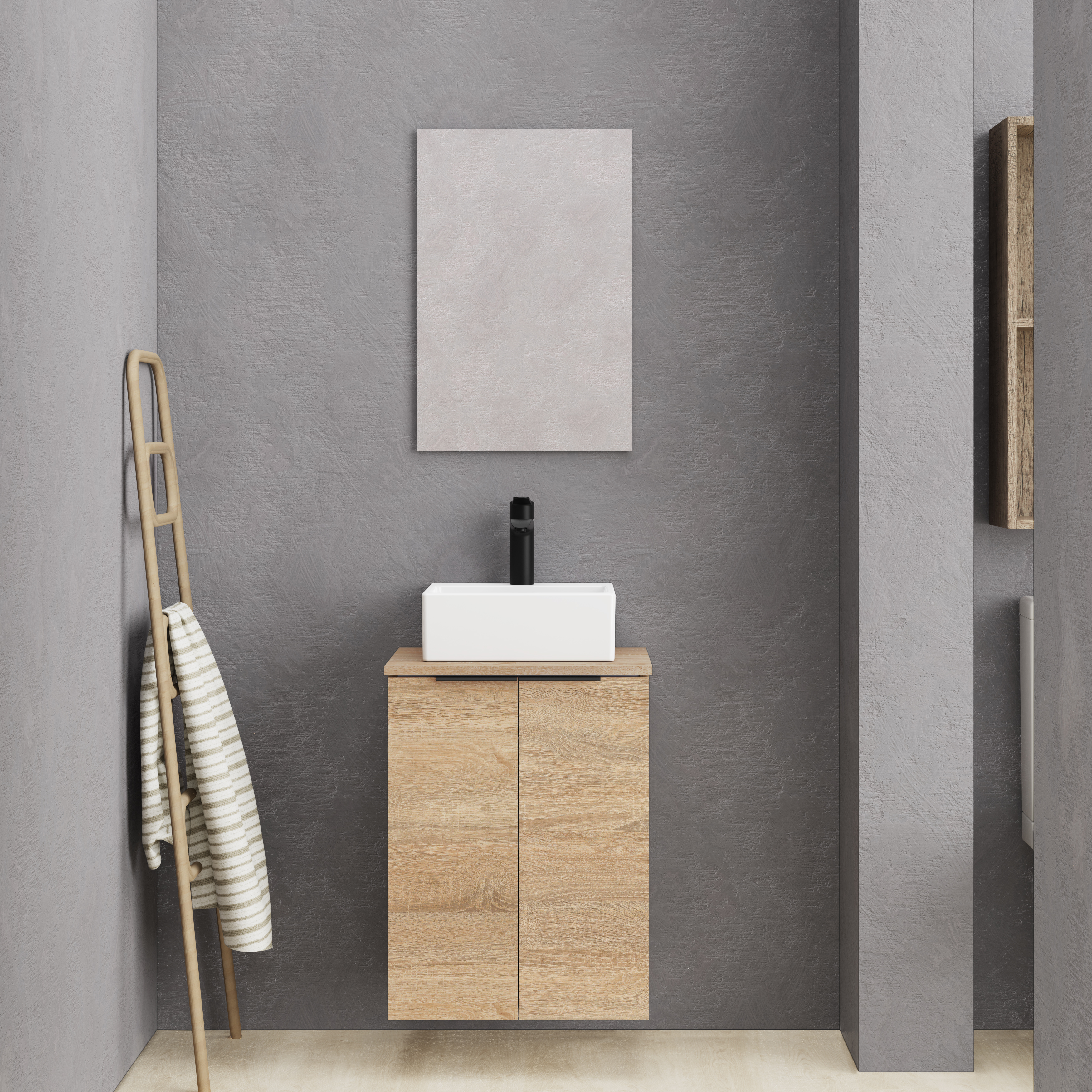 Mueble de baño con lavabo small olmo mate 45x35.1 cm