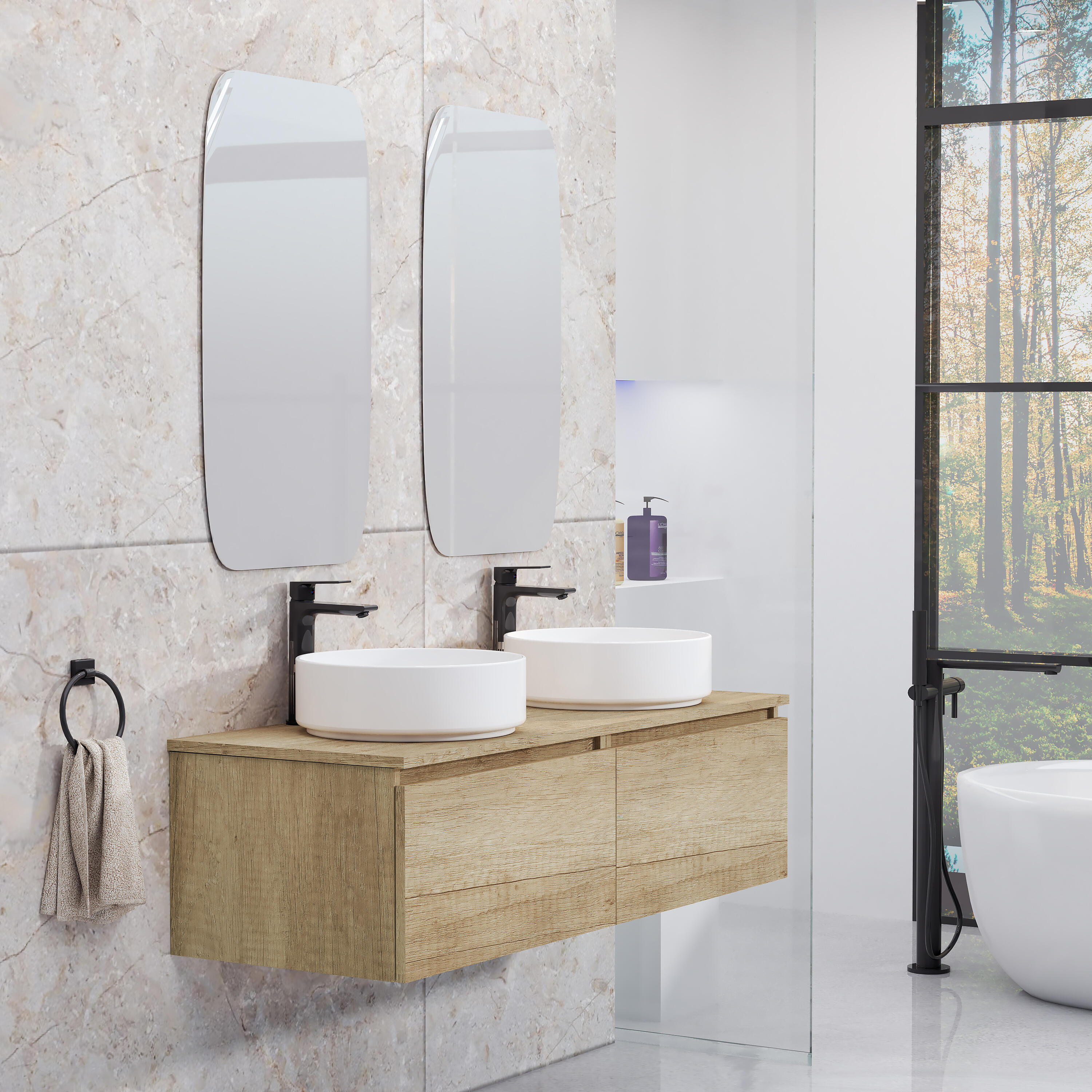 Conjunto de mueble de baño toko 2c 120cm nature