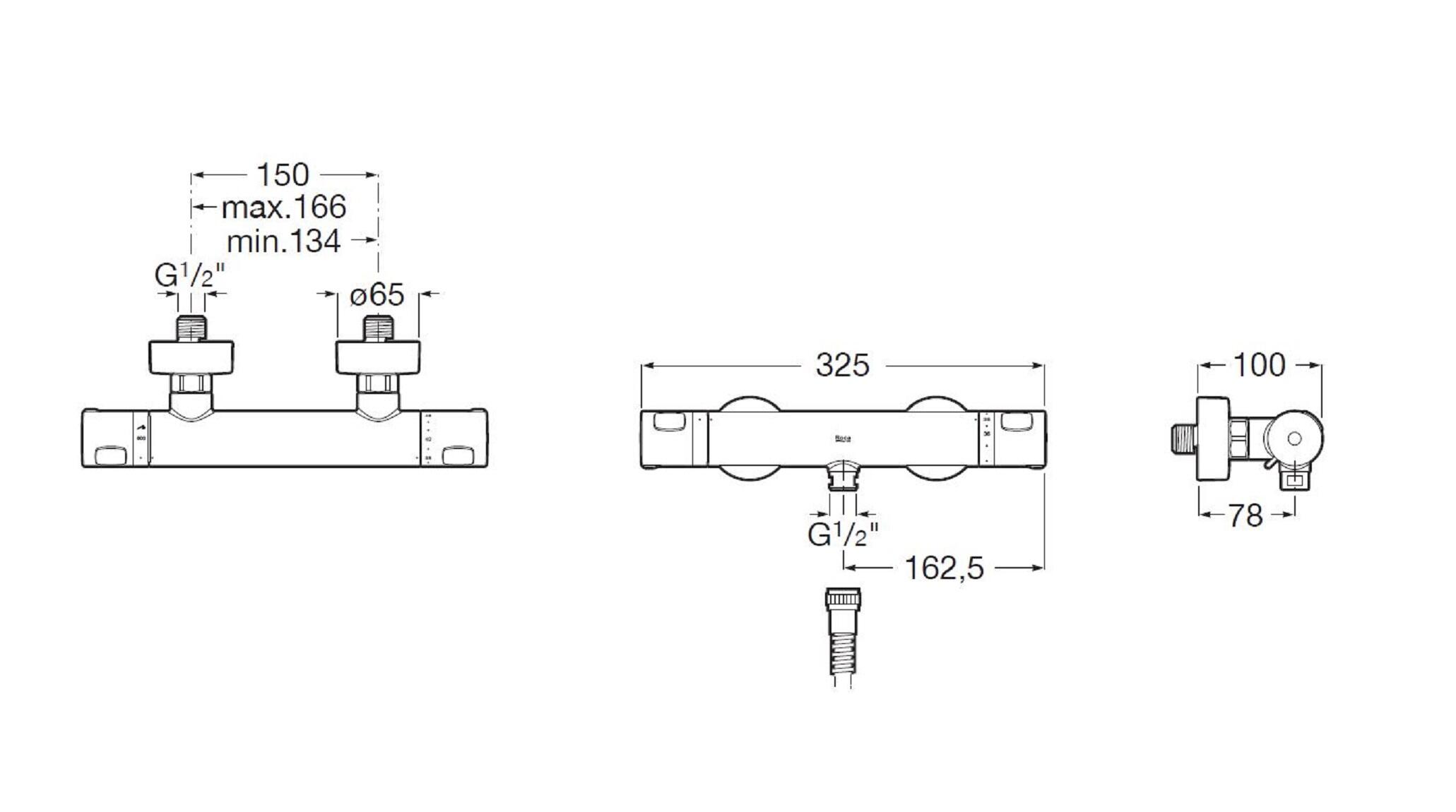 Grifo de ducha termostático ROCA Mitos T cromo brillo Antical Latón - 2