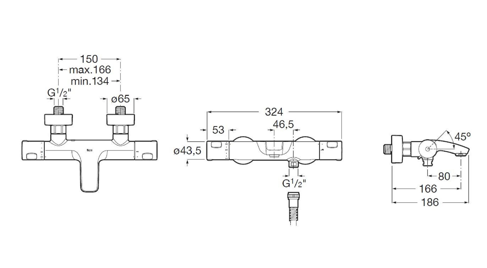 Grifo de bañera termostático ROCA Mitos cromo brillo Antical Latón - 2